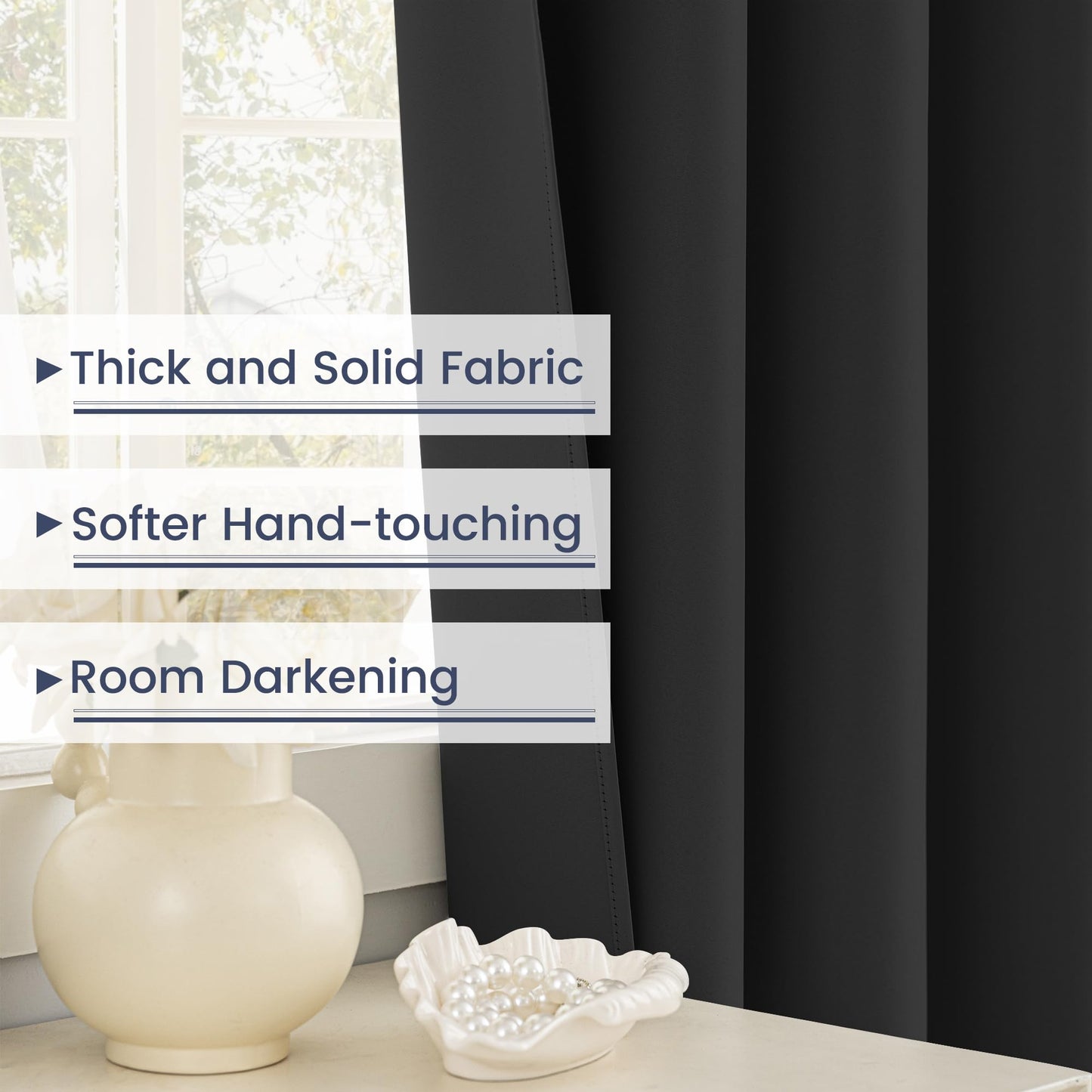 Extra Long Blackout Curtains, 12ft Room Darkening Grommet High Ceiling Drapes, 2 Story Curtains for Living Room(1 Panel, Navy, 52"x144") BST220