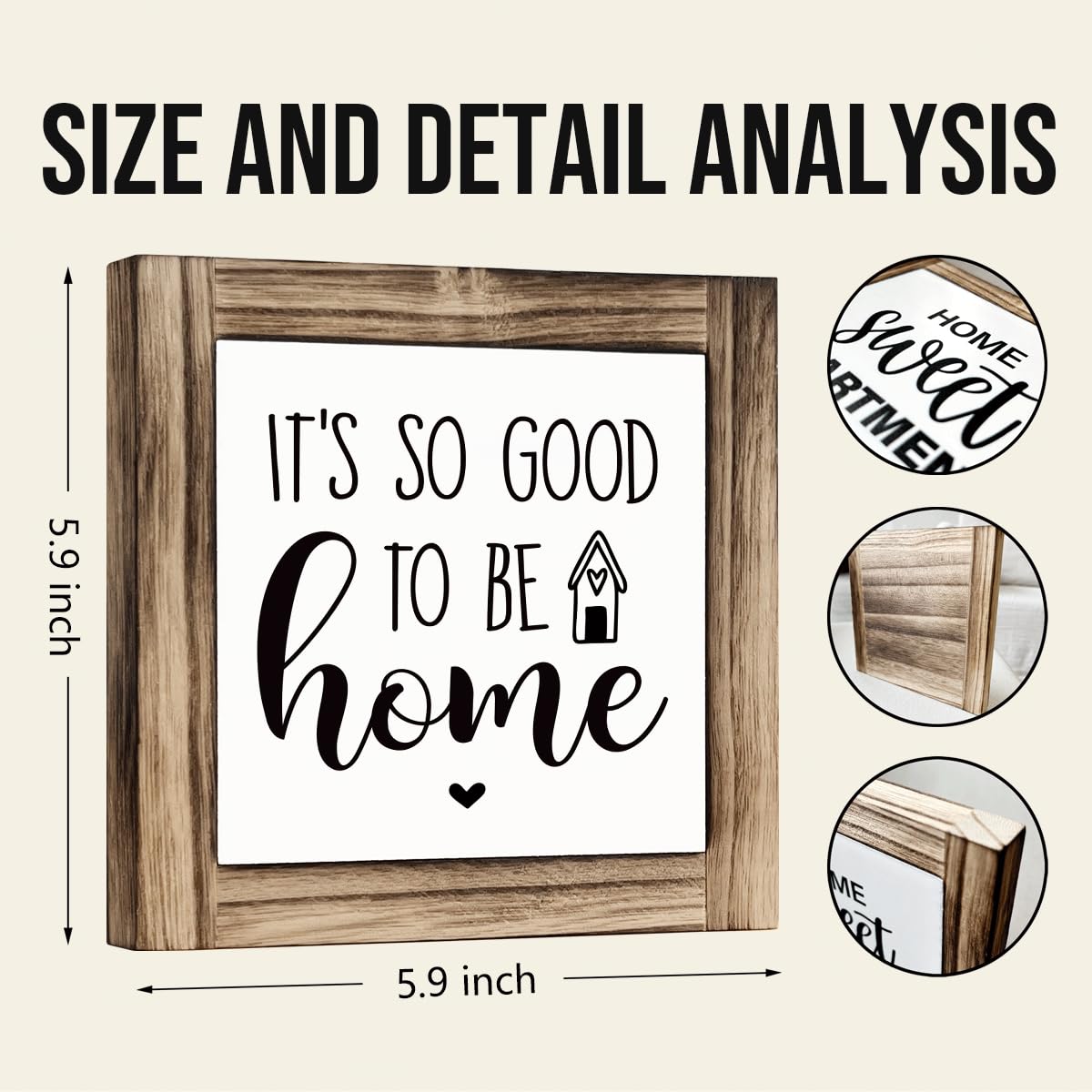 Homes Decor Signs, Decorative Wooden Box Sign, Farmhouse Decors for Living Room, Bedroom, Kitchen, New Home Decor, Shelf Counter Decoration, Home Sweet Home Sign, 5.9×5.9 inches BST220