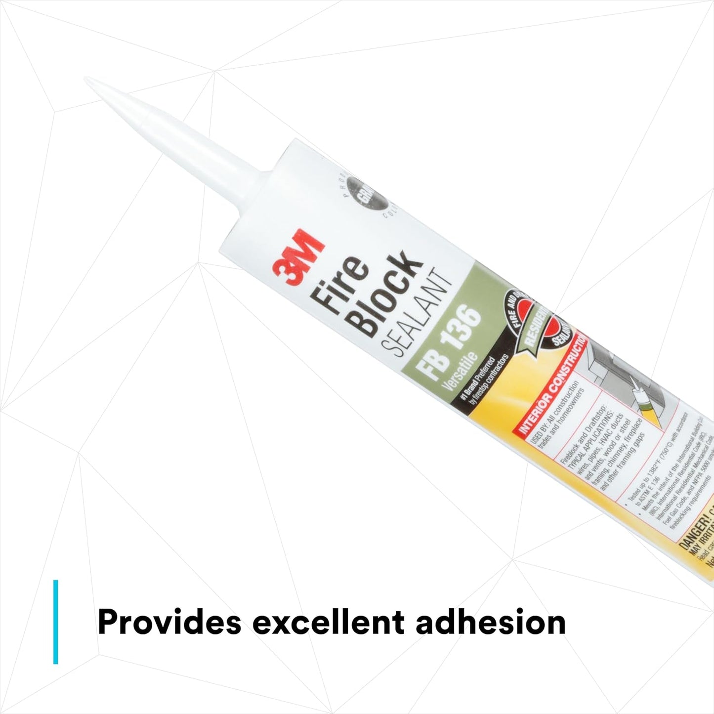 3M Fire Block Sealant FB 136, Gray Color, Single Component, High Temperature and Smoke Passage Resistant, 10.1 fl oz Cartridge
