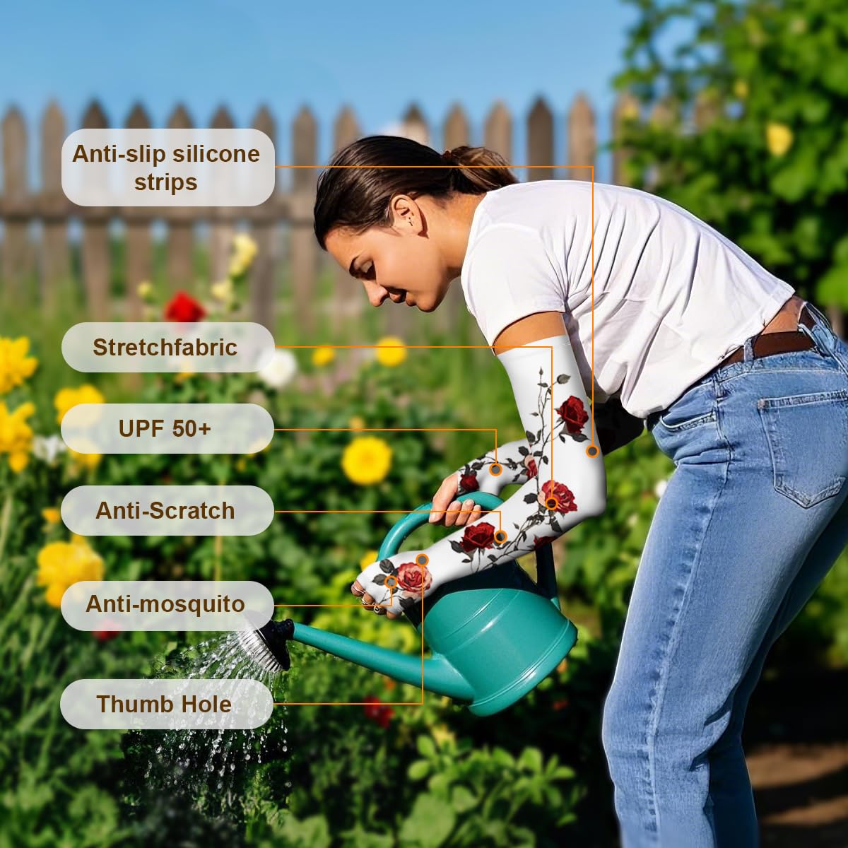 ShinHye UV Cooling Sleeves Gardening Sleeves UV Protection Anti-Scratch Sun Protection Arm Sleeves for Garden Outdoors WN420