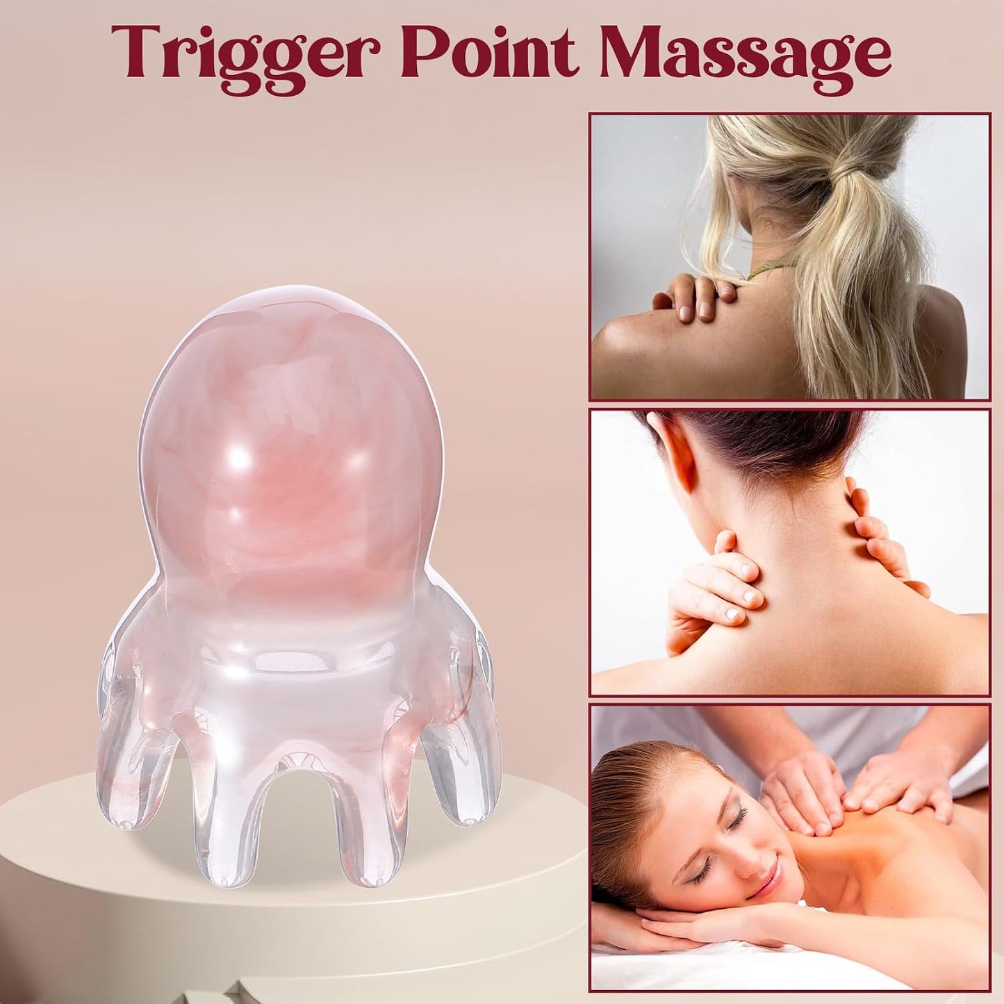 Head Massage Tools 2 Pcs Cute Hair Massage Comb 8 Foot Acupuncture Points Portable Manual Scraper for Home Office Gua Sha Body Massager Tool for Head Hair Body Relaxation with Pink Storage Bag WN420