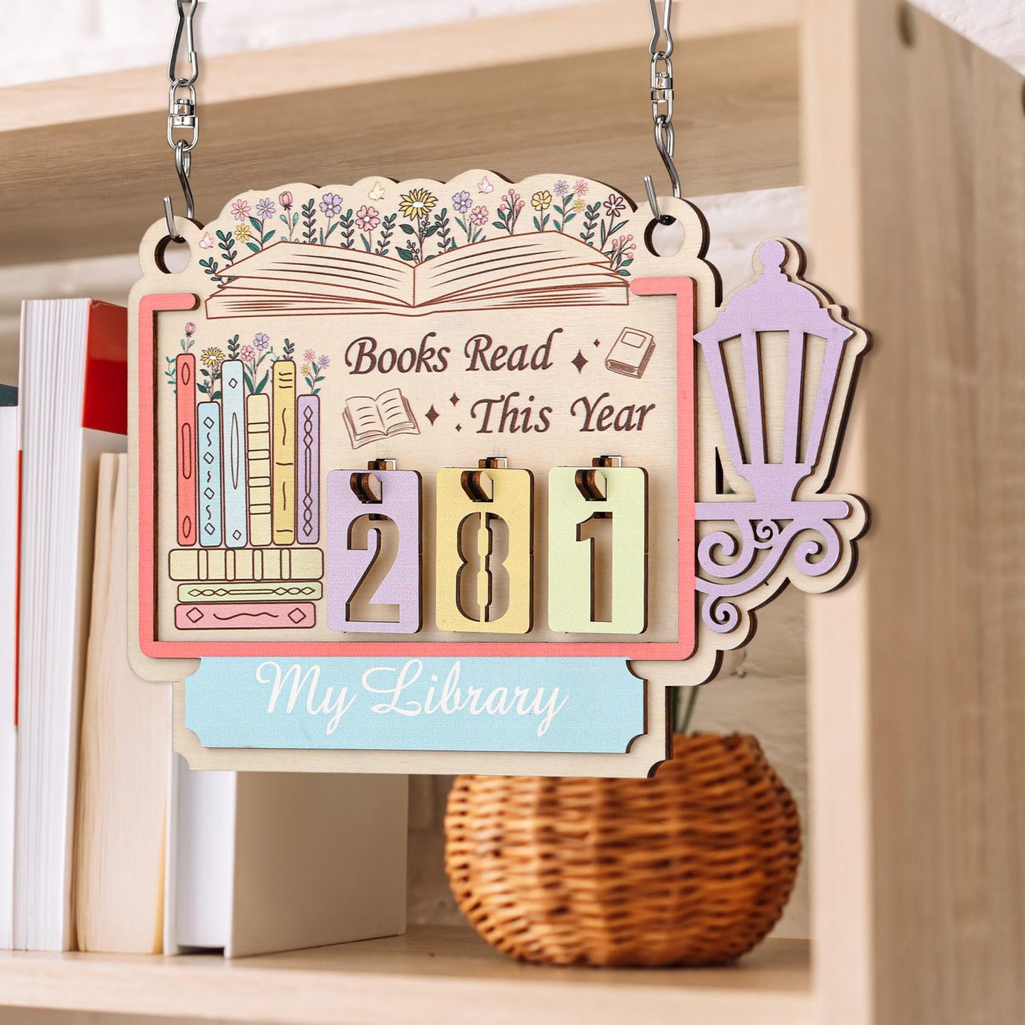 AceOrbit Back to School Books Read This Year Counter Constellation Stack of Books Read Tracker Wooden Hanging Book Counter Sign Astrology Bookshelf Decor Challenge Bookish Gifts for Book Lover Teacher BST202