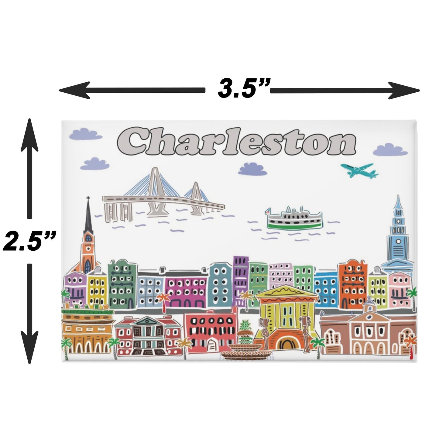 City Themed Artwork Magnet Collection by Beary Blu - Designed in The USA, Collectible Souvenirs Gifts 2.5" x 3.5" (Dallas) BST220