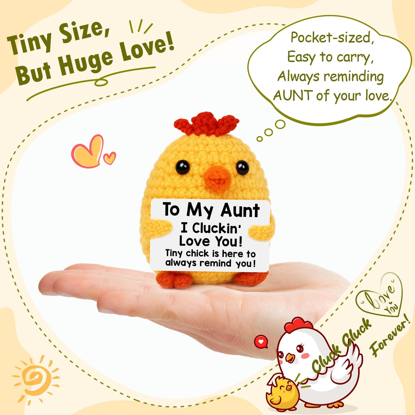 Grandma Birthday Gifts from Grandkids, New Grandma Grandmother I Love You Gift, Grandparents Day Gifts for Grandmas Grandmother Nana Gigi, Christmas Stocking Stuffers Funny Handmade Crochet Chicken BST220