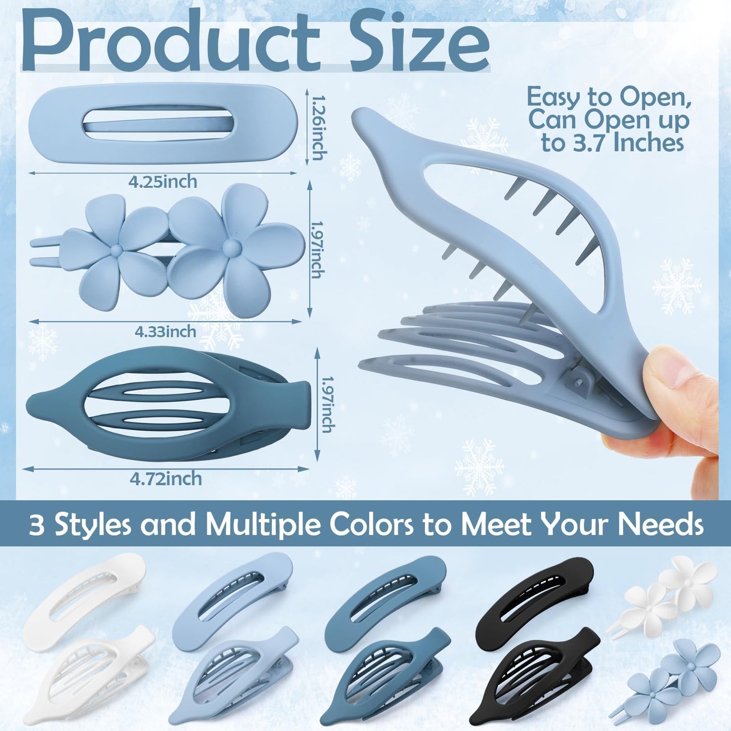 8 Pcs Flat Hair Clips for Women, 2 Styles Large Flat Claw Clips for Women, Strong Hold Non-slip French Hair Clips for Thick Thin Hair, Neutral Color WN420