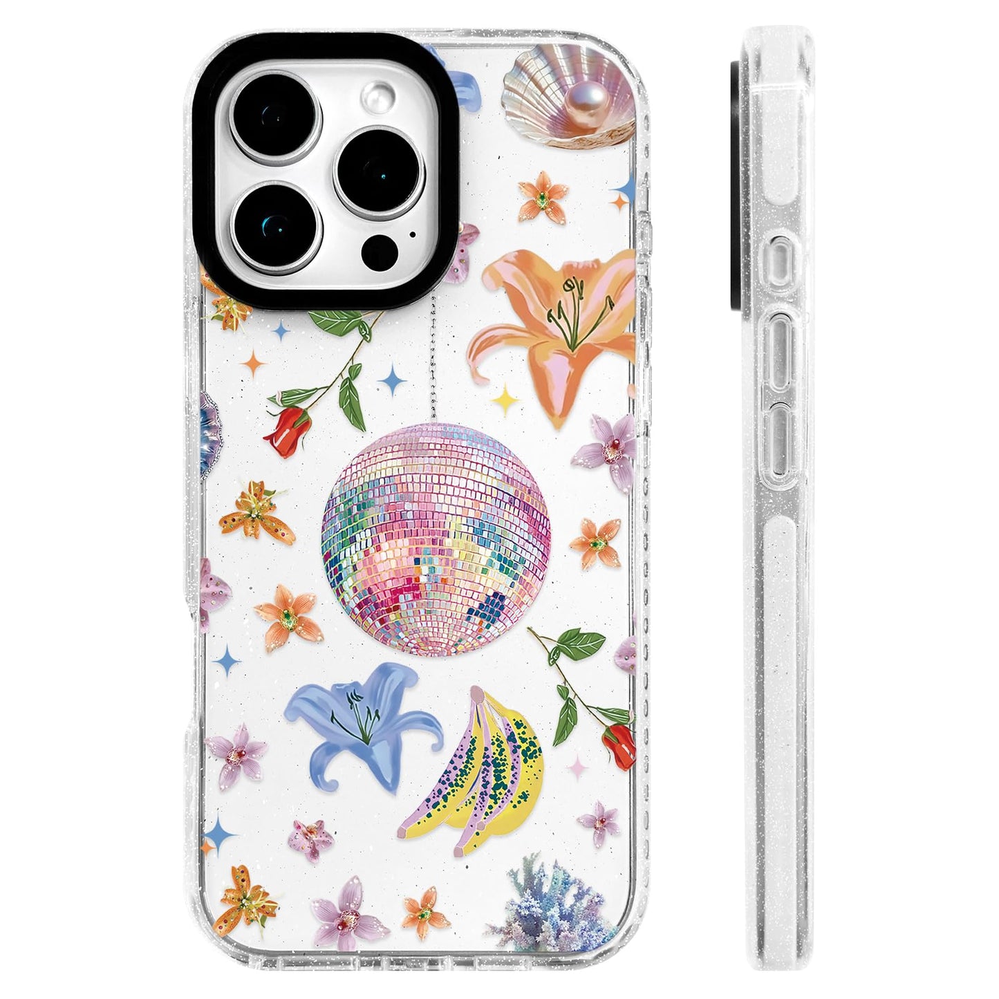 for iPhone 16 Pro Case [Military-Grade Drop Protection/Stylish Soft TPU Protective/Camera Protection/for Women & Girls] - Beach Party Collage Pattern with Mermaid WN420