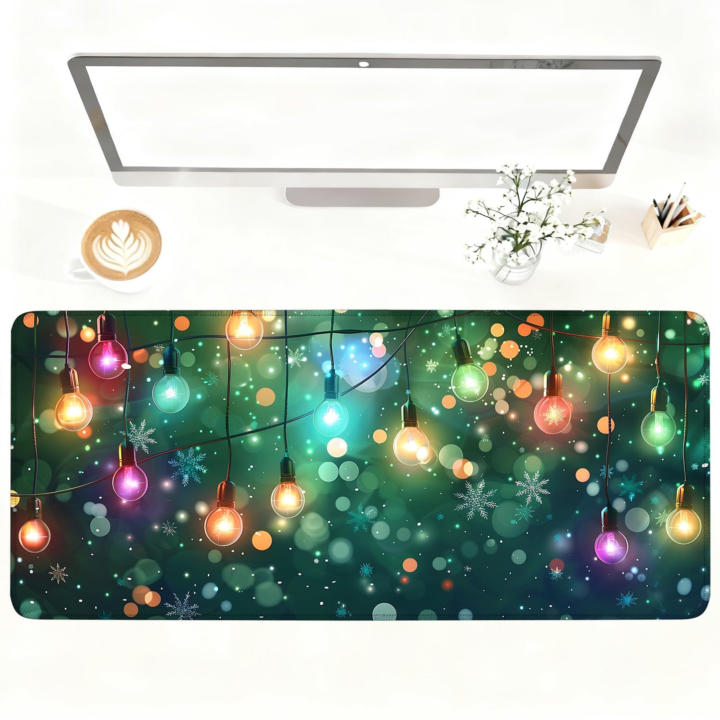 Mouse Pad Gaming Mousepad 31.5 x 11.8in Large Mouse Pad for Keyboard and Mouse with Anti-Slip Rubber Base, Keyboard Pad XL Mouse Mat for Home and Office,Snowy Forest WN420