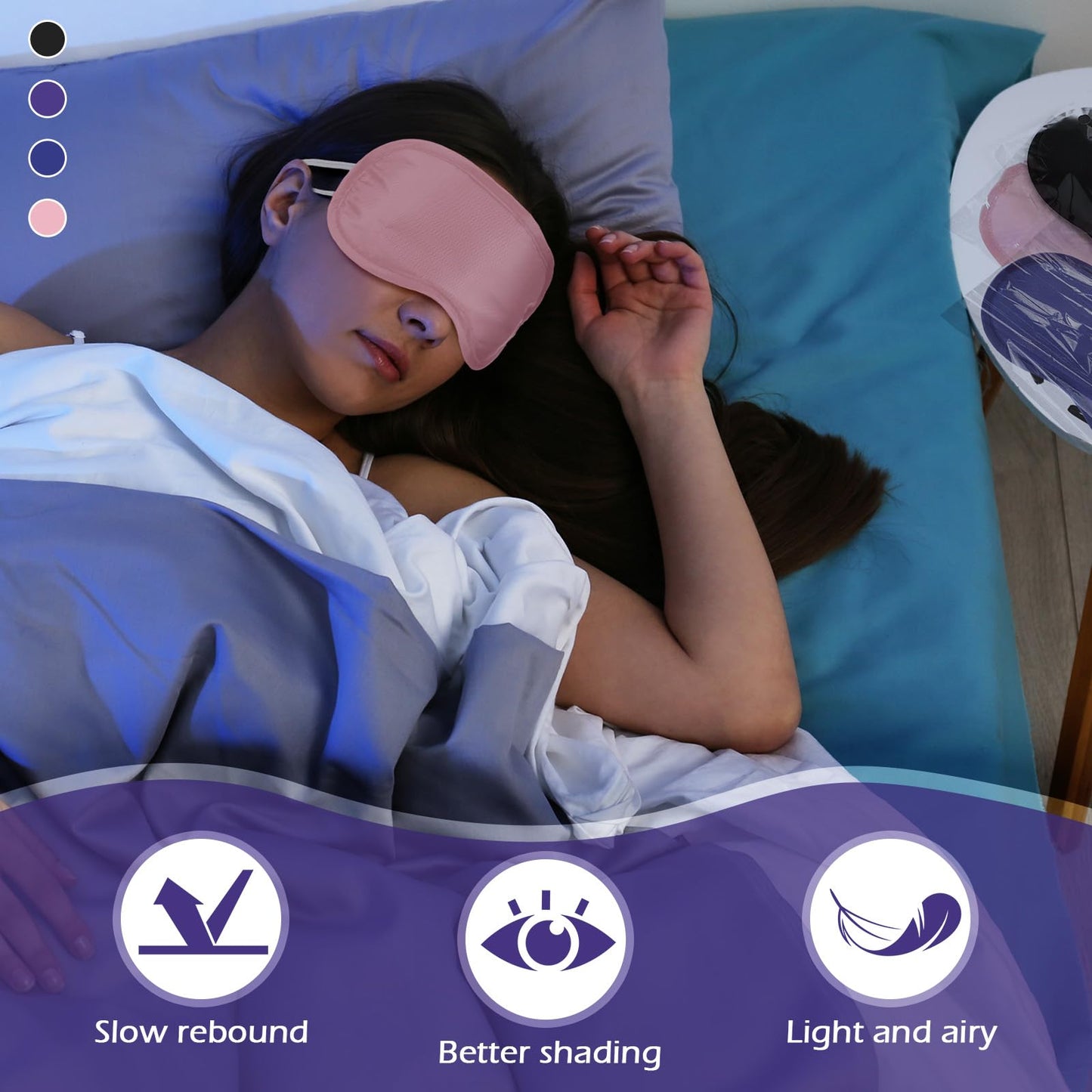 Tarpop 200 Pcs Eye Mask Sleeping Blindfold Eye Cover with Adjustable Strap for Games Party Team Building Travel Individually Wrapped Sleep Mask for Women Men (Blue)