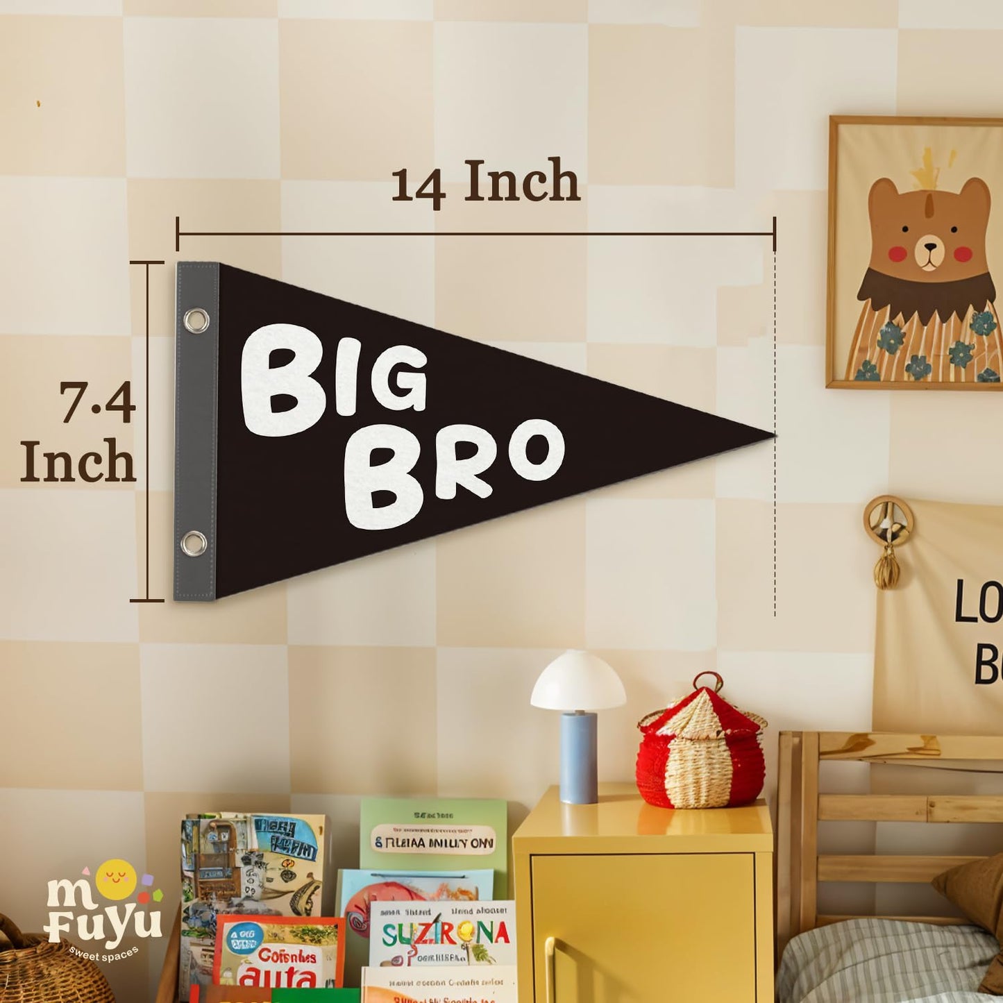 Boy Nursery Decor Pennant Banner Flags Decor, Playroom Essentials, Dude Felt Banner Wall Art Decor for Toddler Kids Room Nursery,Boy Playroom Decor 7.4x14 Inch BST326H