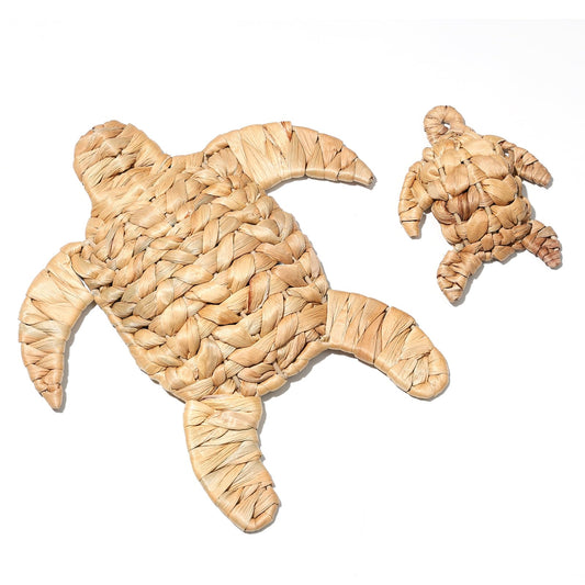 3 Pcs Wicker Sea Turtle Wall Decor, Handmade Water Hyacinth Turtle Beach Theme Decor, Coastal Nautical Wall Art for Bathroom Bedroom Living Room Patio, Boho Ocean Sea Life Hanging Sculpture (3) BST220
