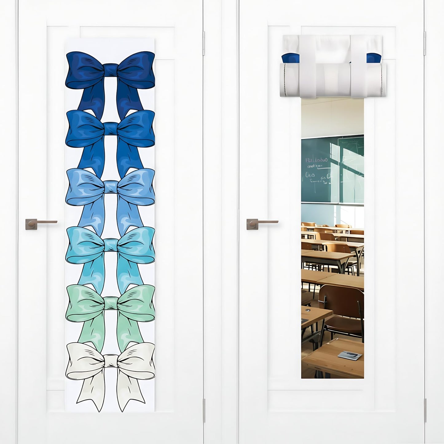 2 Pcs Bow-knot Classroom Door Cover School Classroom Curtain,Bohemian | Thickened Door Curtains, Blackout Curtains 8x43'', Light Blocking Window Covers, Office, Porch, Schoolroom Cover Shade BST326L