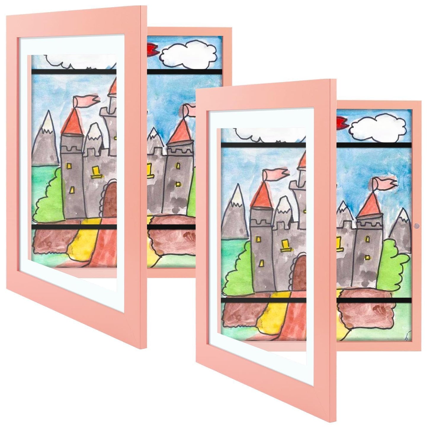 Golden State Art, 8.5x11 Kids Art Frames, Front-Opening Picture Frame Great for Kids Drawings, Artworks, Children Art Projects, Schoolwork, Home or Office (Walnut, Set of 2) BST220