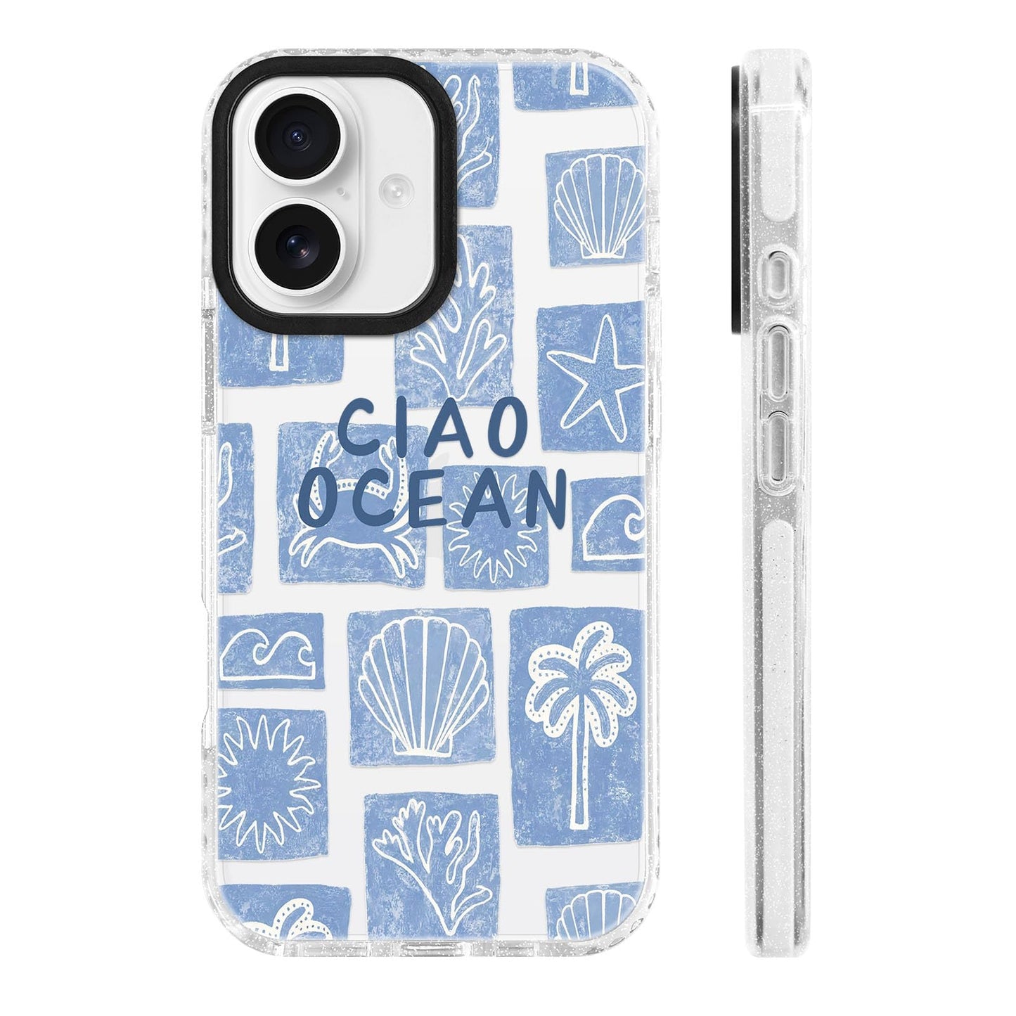 for iPhone 16 Pro Case [Military-Grade Drop Protection/Stylish Soft TPU Protective/Camera Protection/for Women & Girls] - Beach Party Collage Pattern with Mermaid WN420