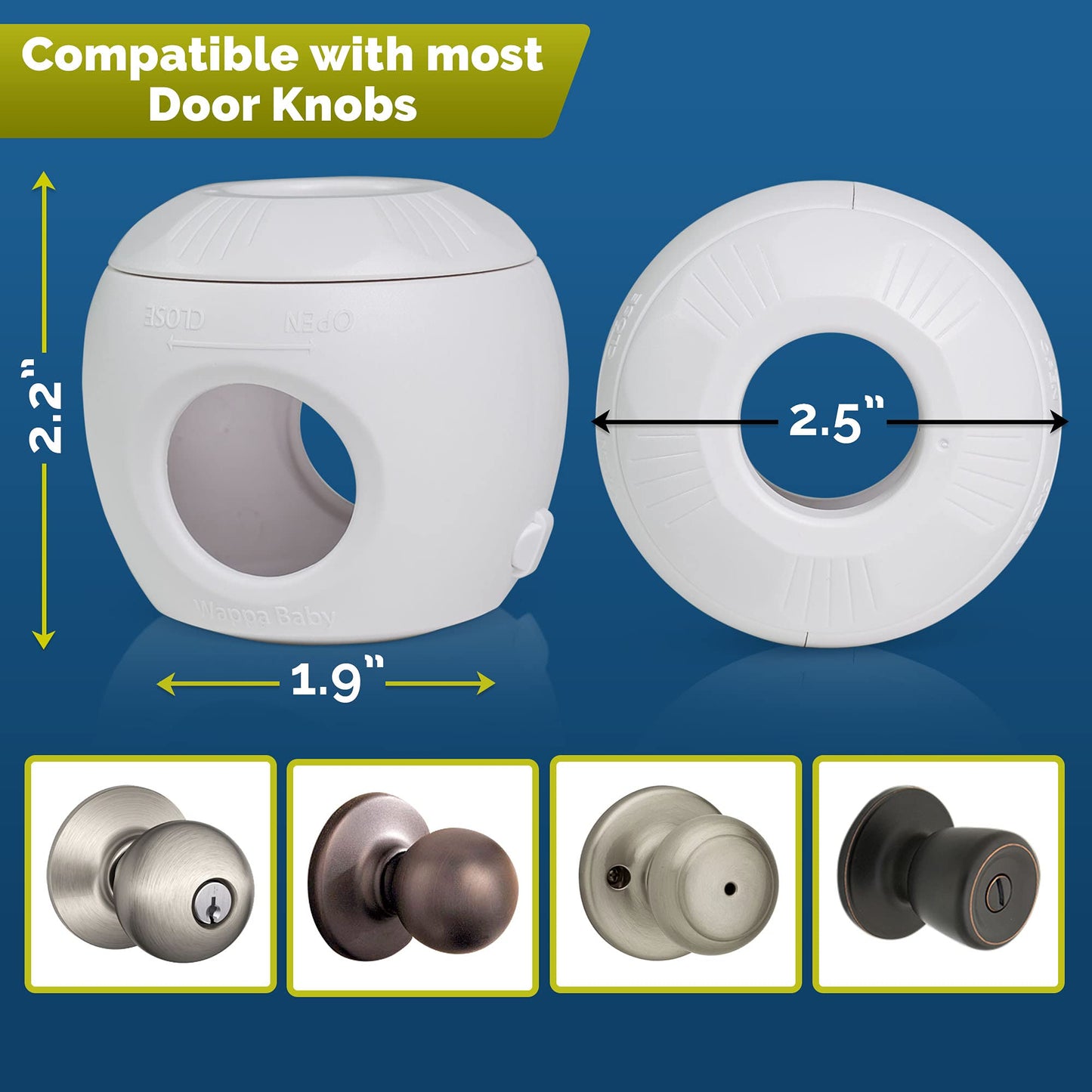 Child Safety Door Knob Cover (4 Pack) Hard-to-Remove Dual-Lock Door Handle Covers for Kids N31
