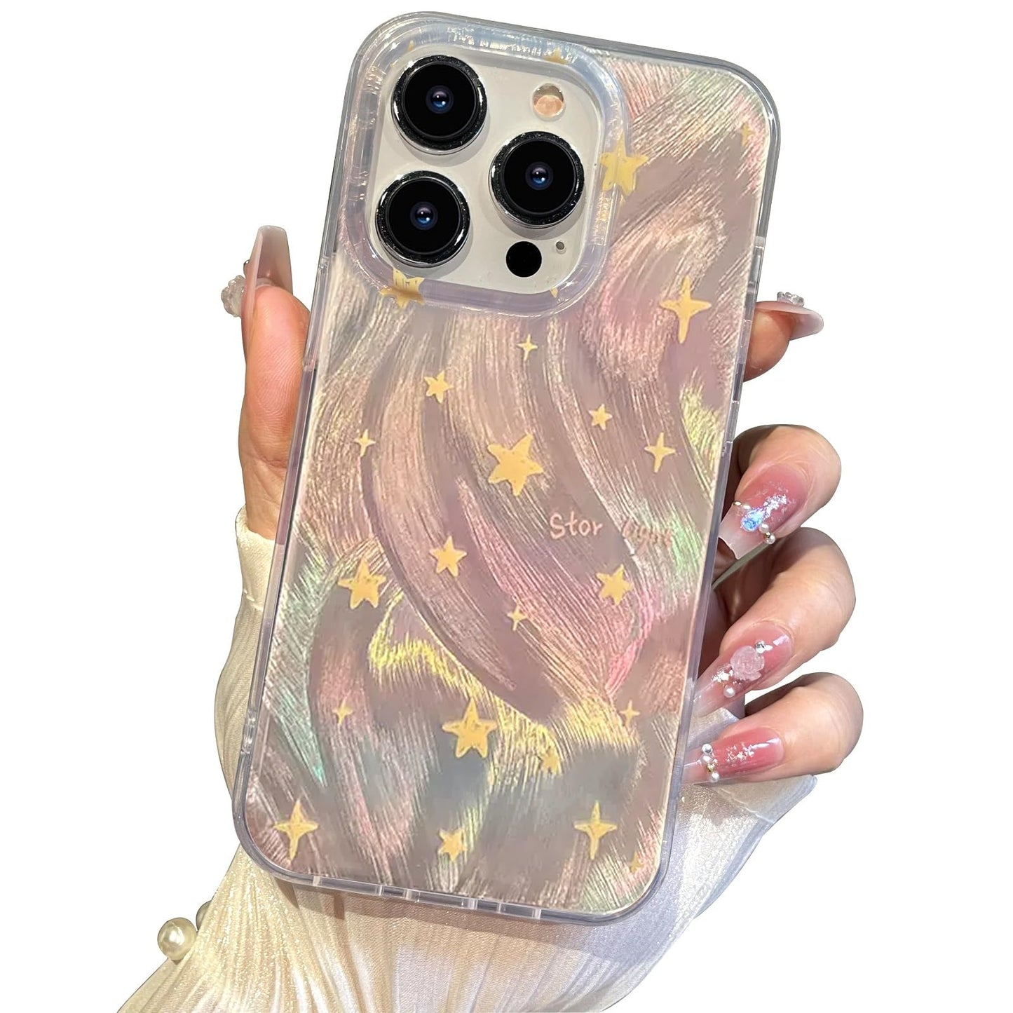 I-MGAE-IN-AR Compact Case for iPhone 16 Holographic Cloud Design,Cute Trendy Soft Slim TPU Shockproof Protective Phone Cases Cover for Women Girls Aesthetic Glitter WN420