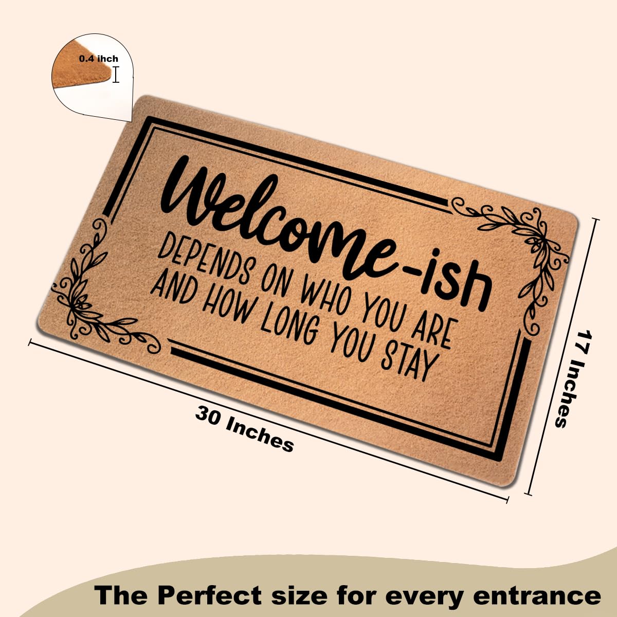 Funny Cat Door Mat 18x30 Inch, Faux Coco Coir Doormat with Non-Slip PVC Backing, Cats Printed Welcome Mat for Outdoor Indoor Entryway Porch Home Kitchen Patio, Cat Lover Gifts for Women Mom BST202
