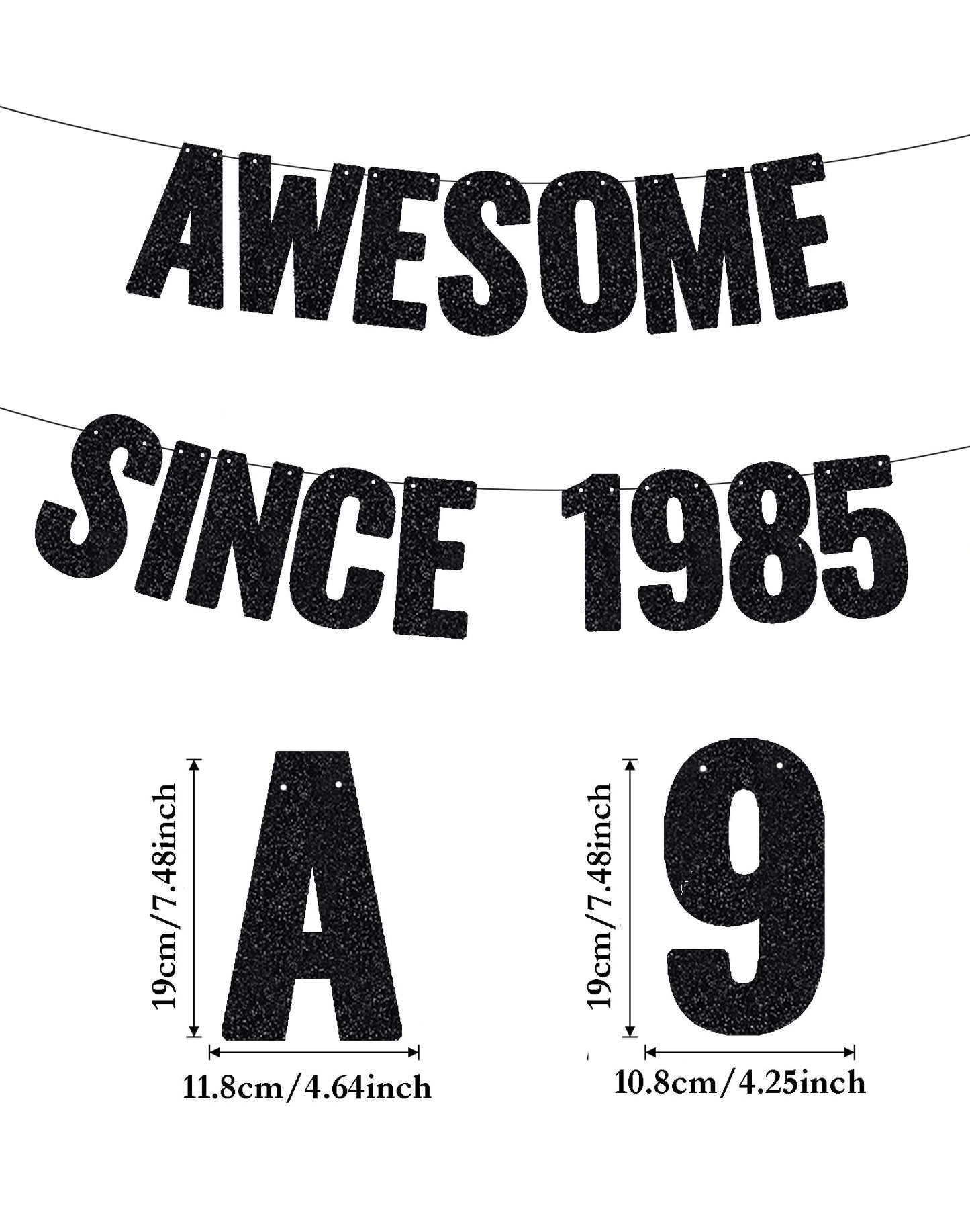 Awesome Since 1995 Banner, 30th Birthday Decorations Banner for Women Men BLACK Glitter Birthday Party Decor Sign Funny 30 Bday Party Supplies 30th Party Decoration WN420