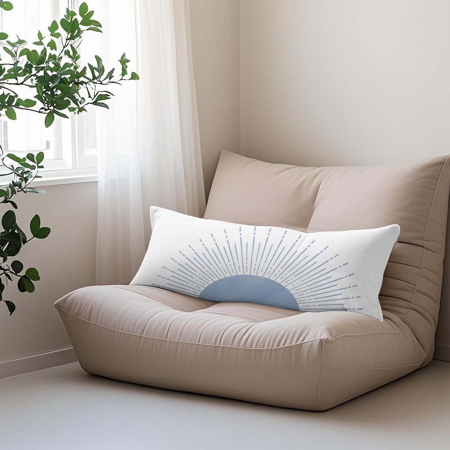 Boho Sun Sunshine 21x54 Body Pillow Cover Case, Modern Neutral Boho Horizontal Sun Sunset Sunrise Decorative Long Hug Pillow Cases for Bed Couch BST220