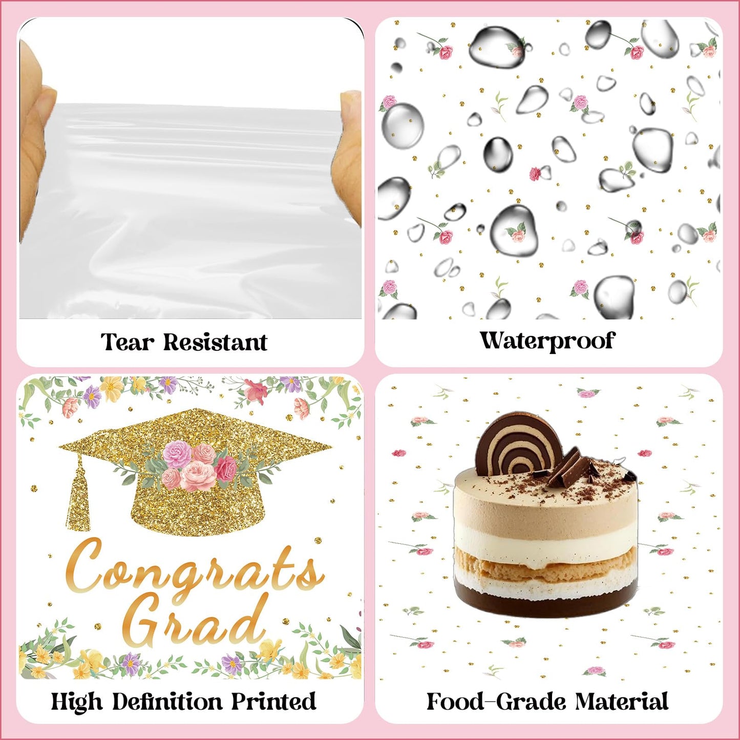 3PCS Mastered It Graduation Tablecloth Black Gold Congrats Grad Table Cover Plastic Master's Graduation Party Supplies for Class of 2026 Master College Disposable Decorations WN420