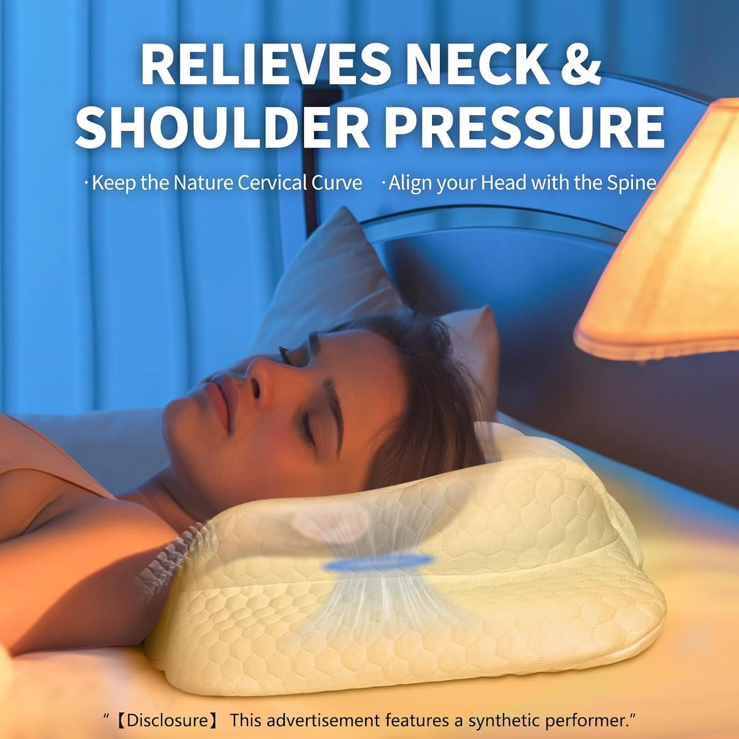 Ear Piercing Pillow for Side Sleepers — Cooling Fabric & AirCell Memory Foam Ear-Hole Side-Sleeper Pillow for CNH & Ear Pain Relief | Ergonomic Butterfly Contour, Removable Cover, Hypoallergenic BST326H