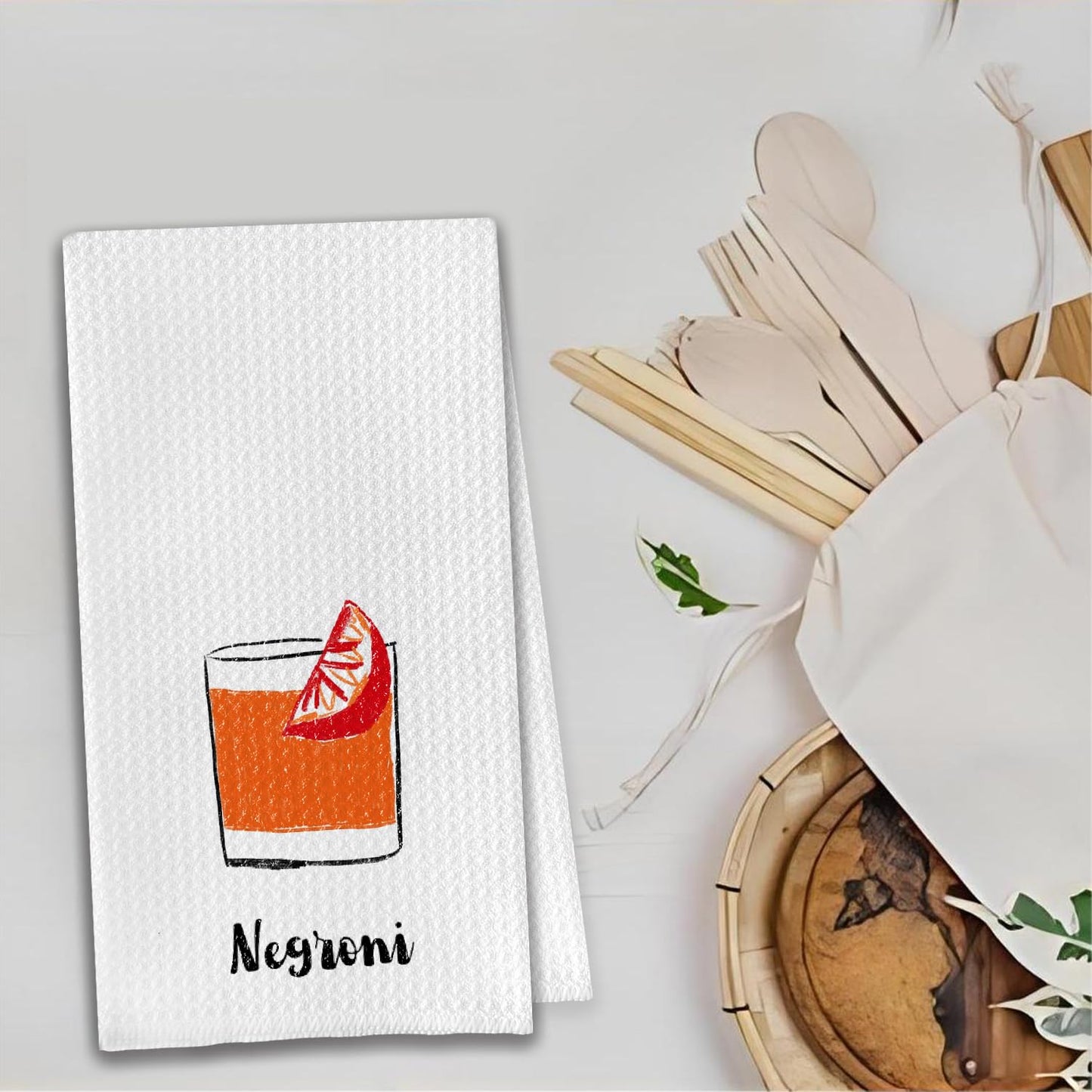 Bon Appetite Modern Kitchen Towels, Farmhouse French Dish Tea Towels for Kitchen, Gifts for Cooking Lovers Decorative Hand Towels, 16x24 Inch WN420