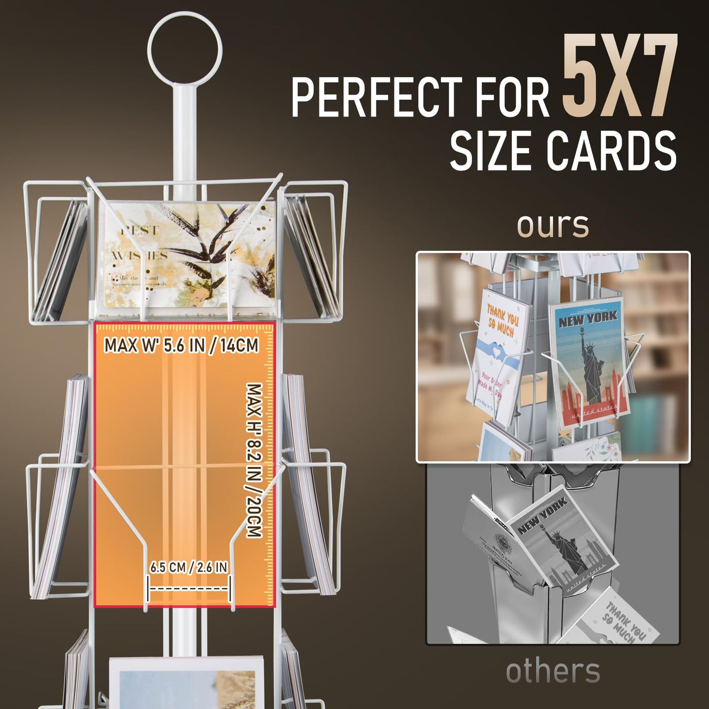 ANBOXIT Greeting Card Display Stand, Metal Rack Holder Organizer | for Retail Stores Vendors, Postcards, Stickers, White - 4 Tier BST202