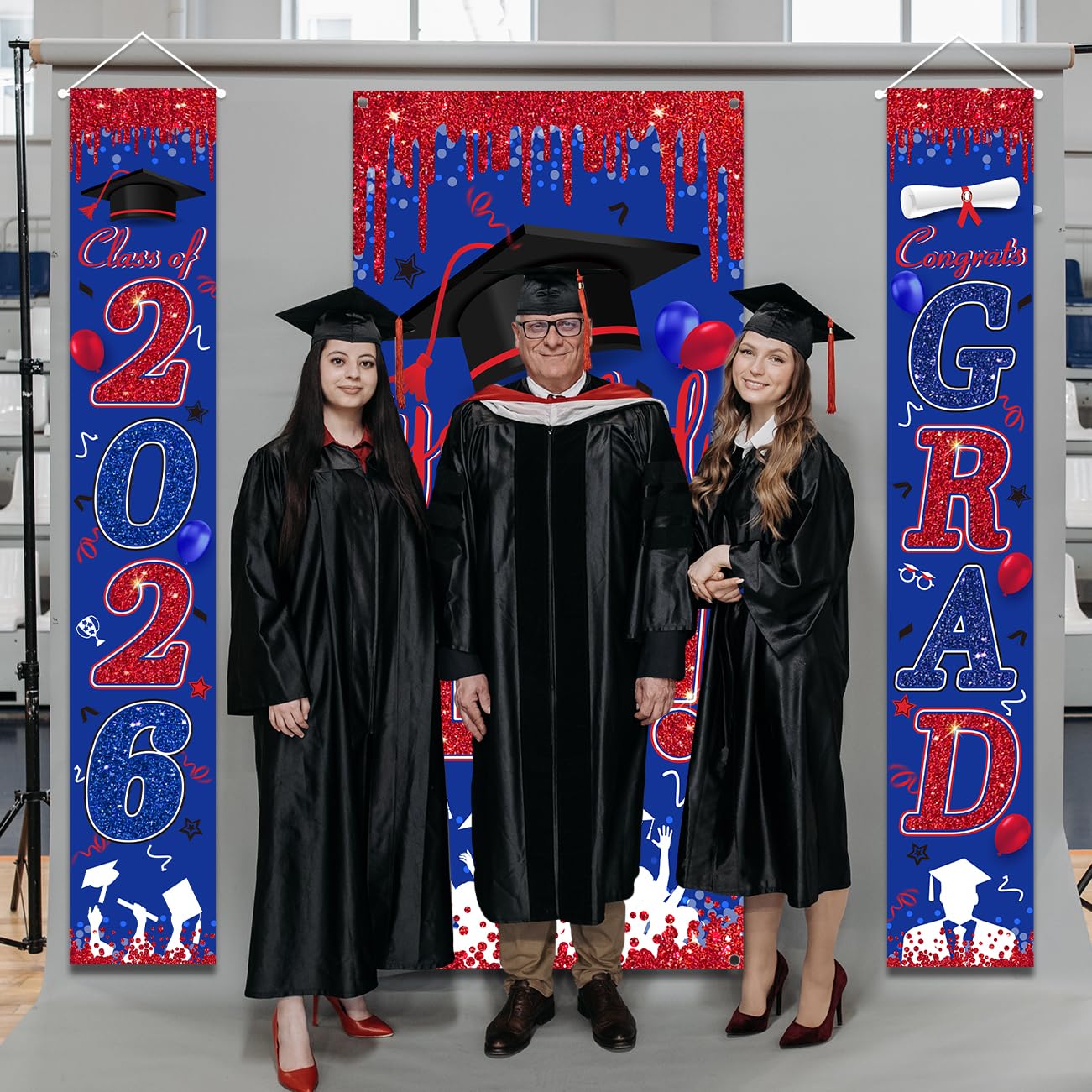 Graduation Decorations Class of 2026 Purple and Gold Congrats Grad Banner and You Did It Door Cover for High School College Graduation Party Supplies(Purple) BST326H