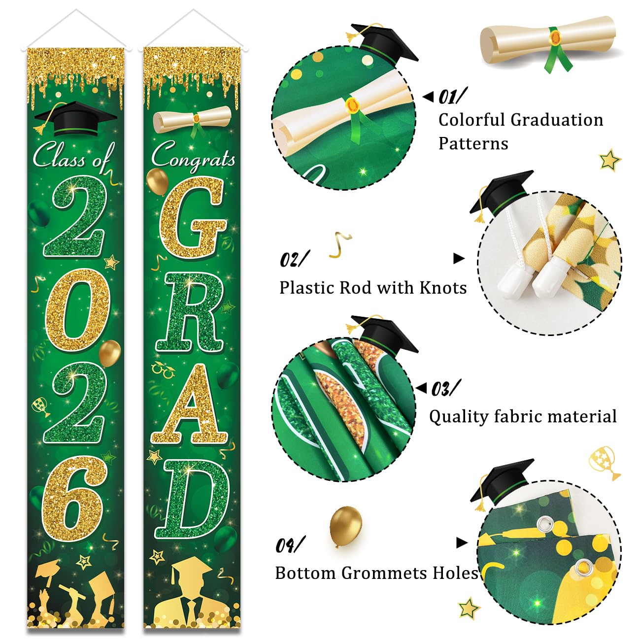 Graduation Decorations Class of 2026 Purple and Gold Congrats Grad Banner and You Did It Door Cover for High School College Graduation Party Supplies(Purple) BST326H