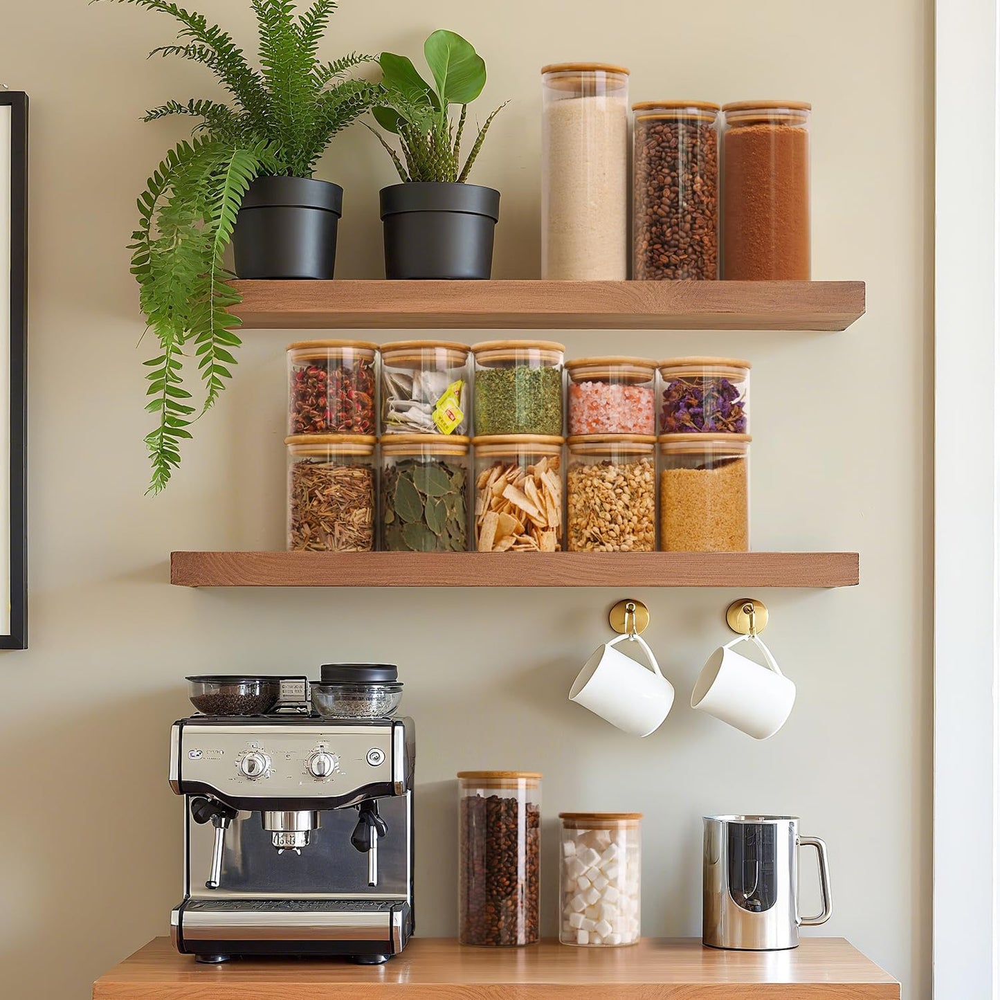 ComSaf Glass Storage Containers With Lids 0.5 Qt, 6 Pack Small Glass Jars | Small Glass Containers, Spice Jar 15oz, Candy, Family Snack Storage, Coffee Bar Organization, Size For Subpackage, BPA Free BST220