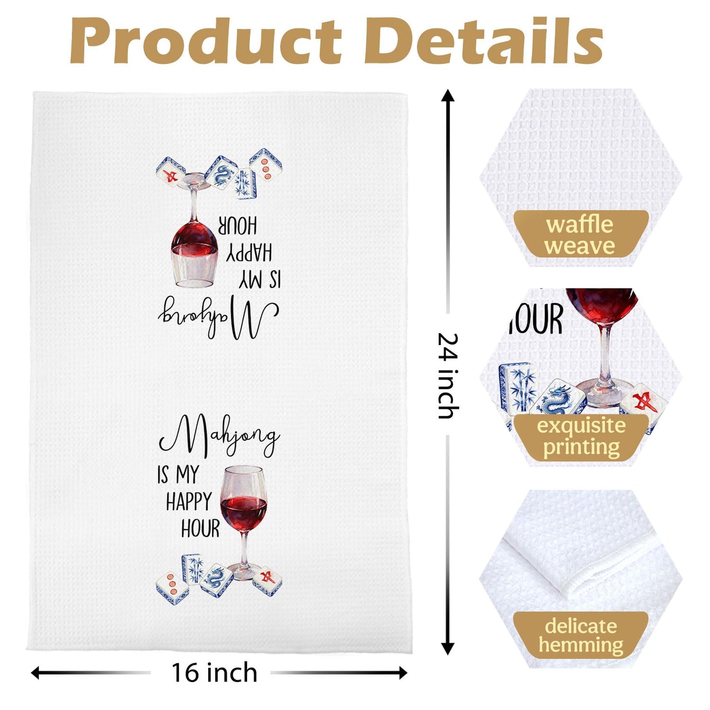 Funny Wine Kitchen Decor - Wine Gifts Waffle Dish Towels for Kitchen, Hostess Gifts Hand Towels, Housewarming Gift Tea Towel, 16x24 Inch BST220