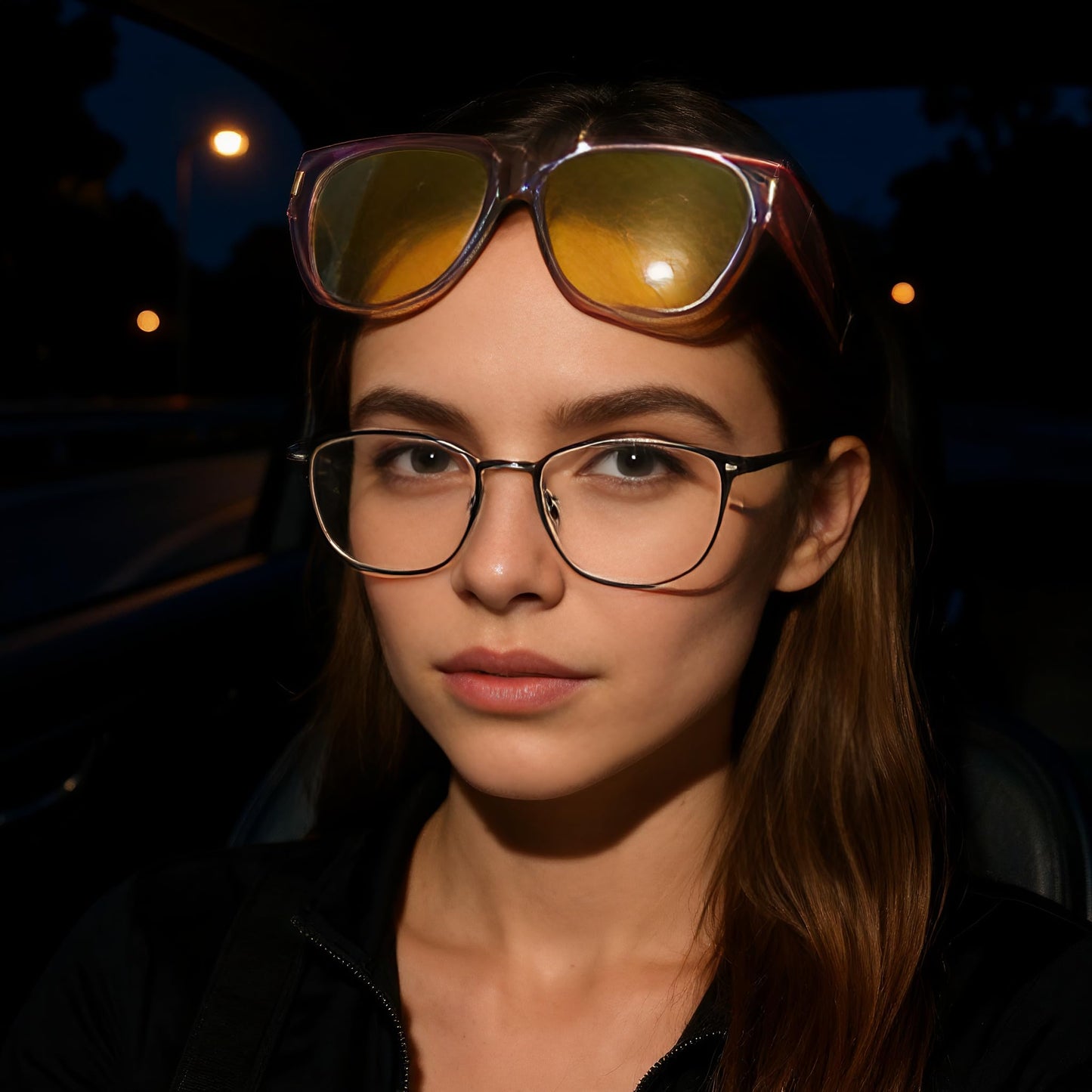 HAOLOTA Night Vision Driving Glasses Fit Over Glasses for Women Men, Anti Glare Polarized Nighttime Yellow Lens WN420
