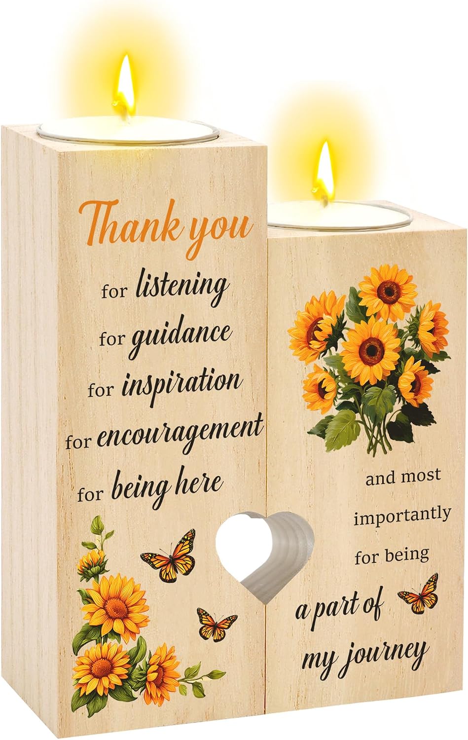 Thank You Gifts for Women Appreciation Gifts for Teacher Friends Coworker Sunflower Wooden Candle Holder Candlestick End of Year Teachers Week for Teachers Nurse Instructor BST220