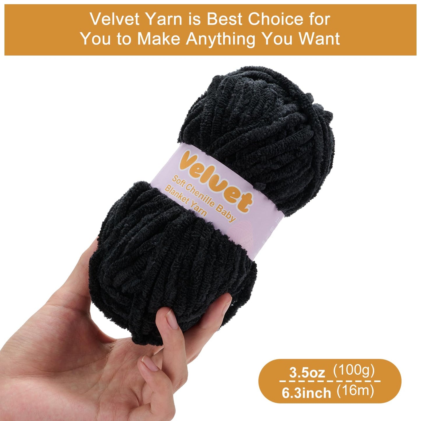 Soft Velvet Chenille Yarn for Crocheting & Knitting - Bulky Yarn for DIY Weaving Crafts Beige (3.5oz 66yds/Skein) BST326H