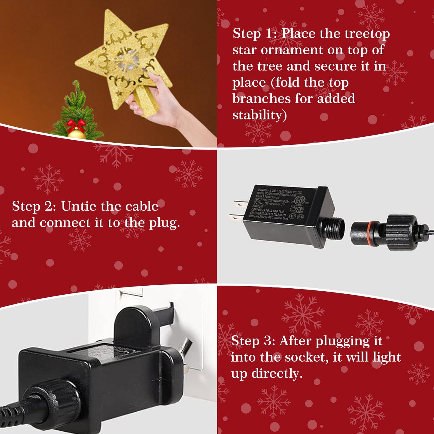 Christmas Tree Topper with Built-in 360° LED Rotating Projector N31