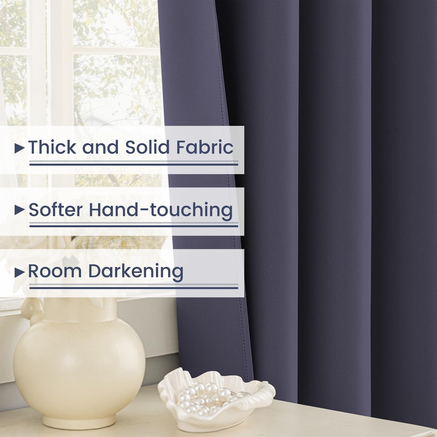 Extra Long Blackout Curtains, 12ft Room Darkening Grommet High Ceiling Drapes, 2 Story Curtains for Living Room(1 Panel, Navy, 52"x144") BST220