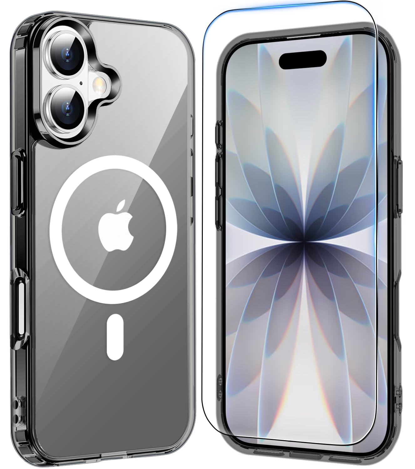 for iPhone 17 Pro Max Case Clear with Screen Protector, Compatible with Magsafe, Anti-Yellowing, Military-Grade Protection, Shockproof Slim Magnetic Phone Case Cover, Black WN420