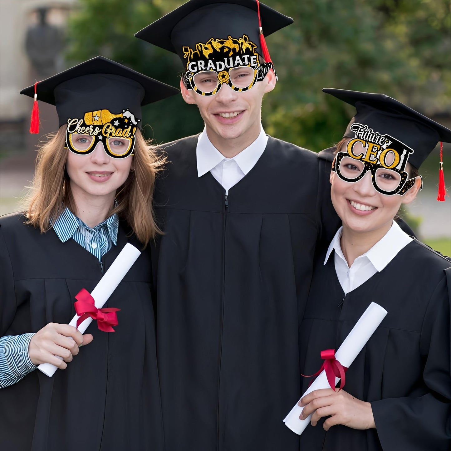 2026 Graduation Party Decorations Glasses, 12 Pcs Class of 2026 Grad Party Eyeglasses Photo Props, Graduation Photo Booth Props for Women Men College Graduation Favors Supplies (Blue) BST326L
