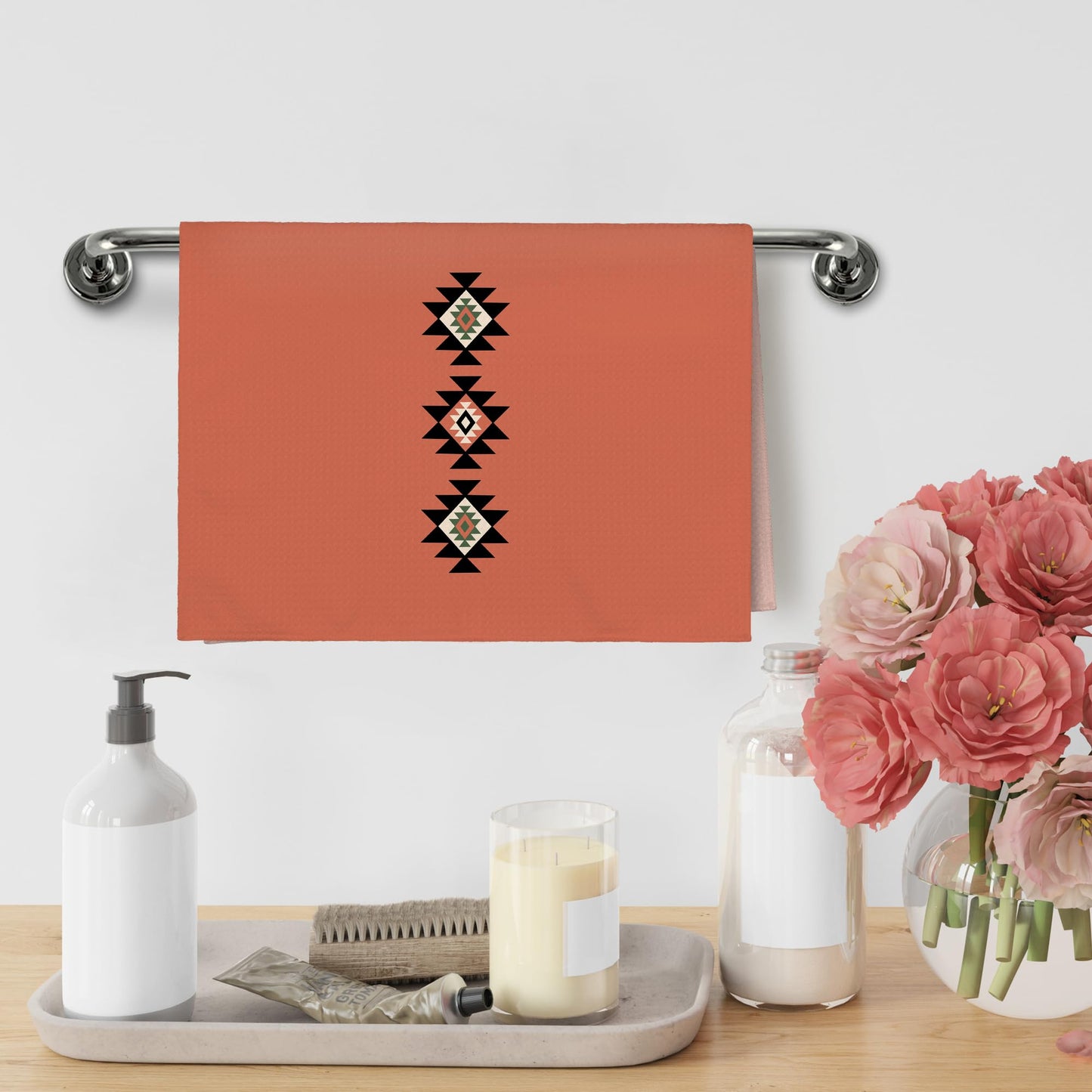 Western Boho Kitchen Towels, Southwestern Southwest Aztec Western Native American Bathroom Kitchen Decor, Western Cream Beige Neutral Decor Dish Hand Tea Towels for Bathroom Kitchen,16x24Inch BST326L