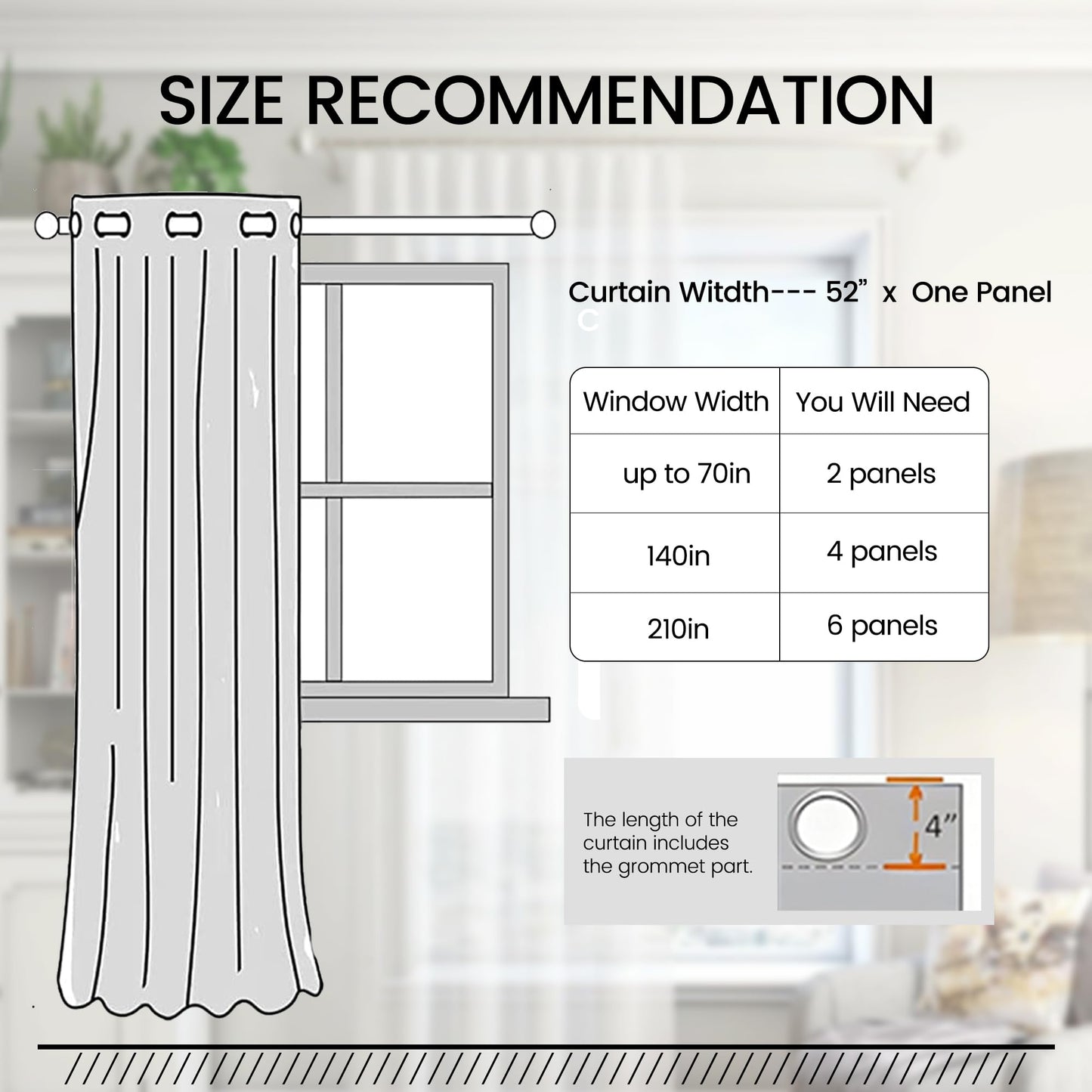 Extra Long Blackout Curtains, 12ft Room Darkening Grommet High Ceiling Drapes, 2 Story Curtains for Living Room(1 Panel, Navy, 52"x144") BST220