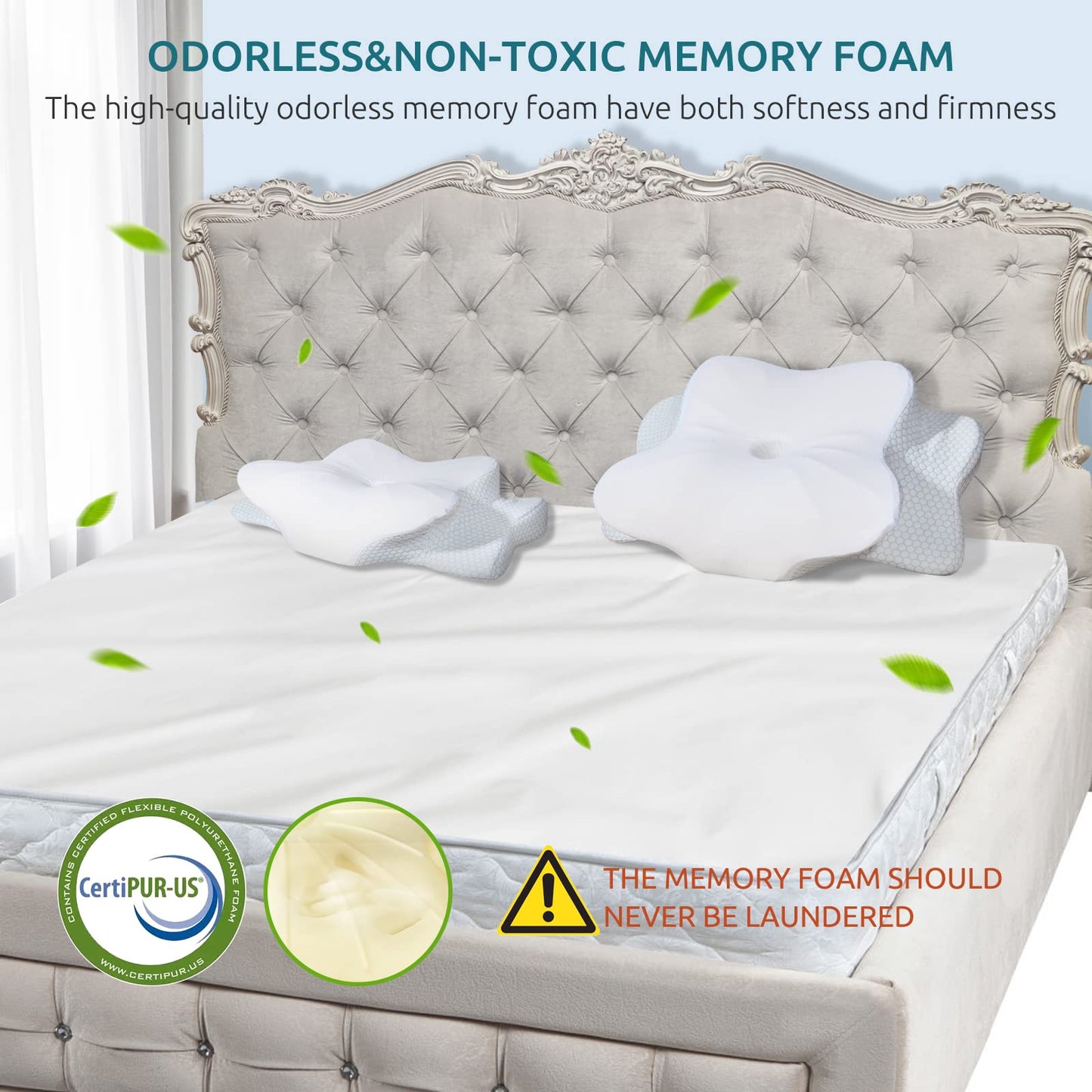 DONAMA Cervical Pillow for Neck and Shoulder,Contour Memory Foam Pillow,Ergonomic Neck Support Pillow for Side Back Stomach Sleepers with Pillowcase-Standard Size BST220