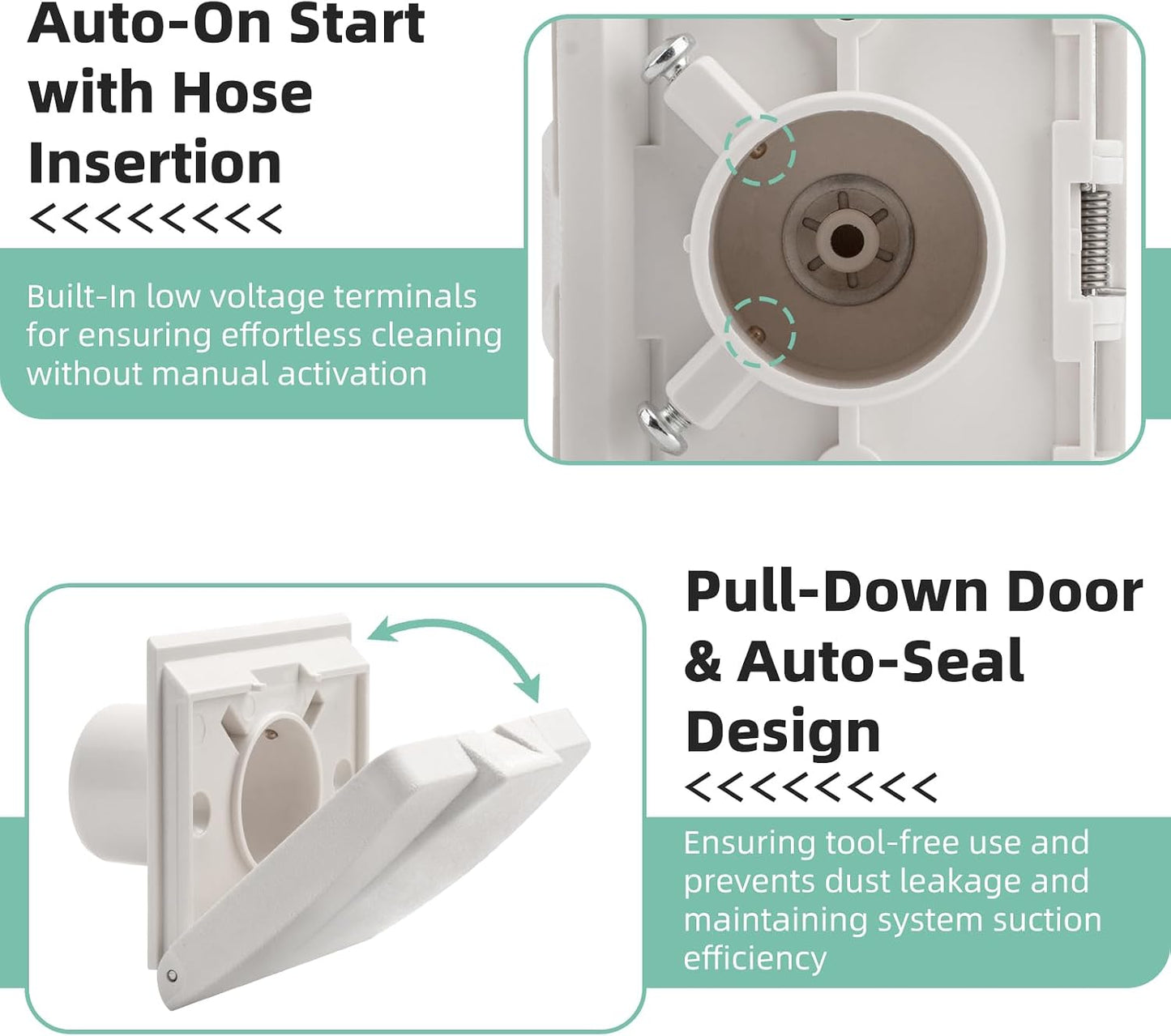360W Wall Inlet for Broan-NuTone 360 Series Central Vacuum, White | Automatic Inlet Valve Cover for Broan NuTone Vac Cleaner System, Used with CH515 CH230L Hoses, CF361 CF361F Mounting Bracket BST326H