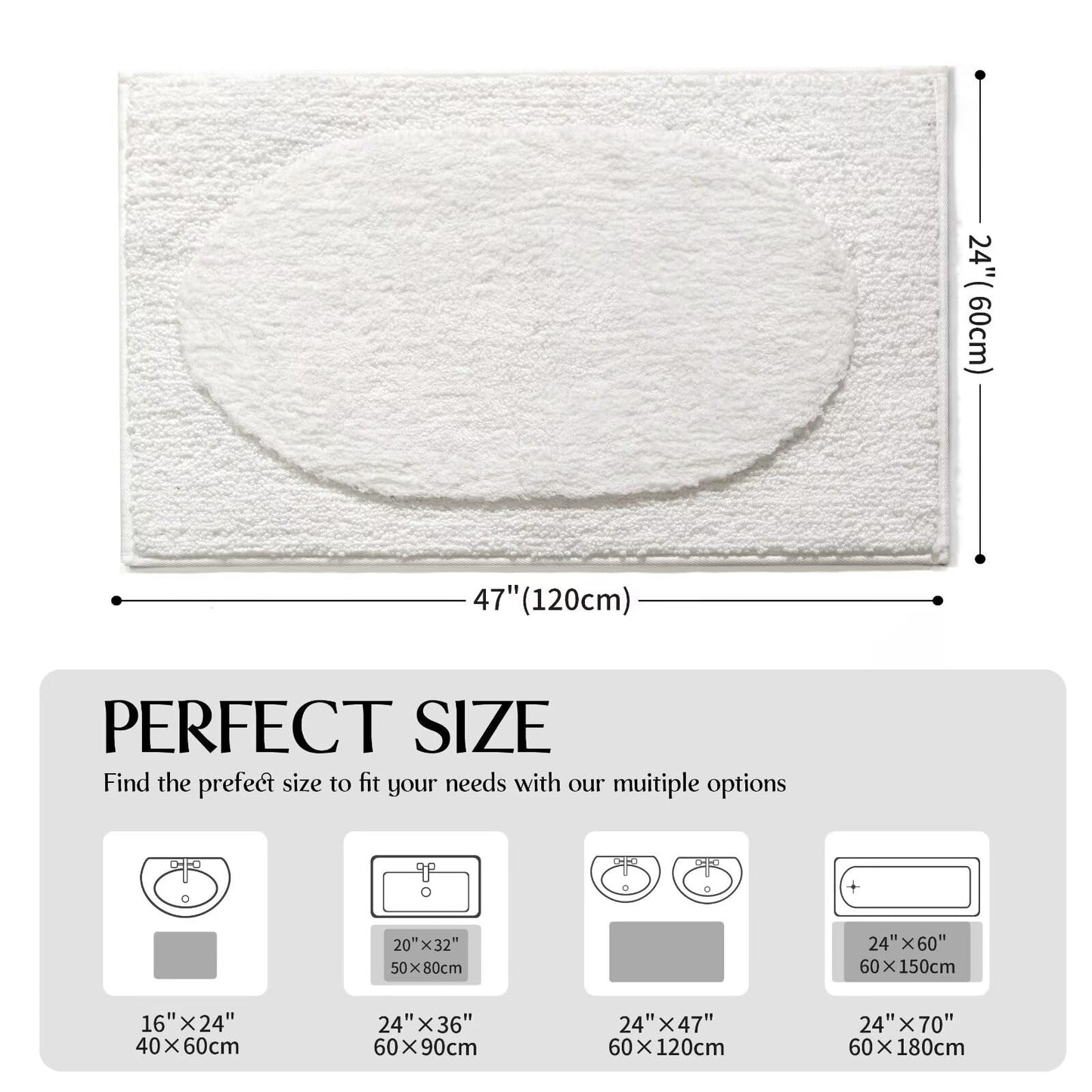 DEXDE Bathroom Rugs Non-Slip Mat for Bathroom Floor Shower,24x16 Beige | Thick Soft Absorbent Bath Mat, Quick Dry Microfiber Rug, Machine Washable Shower Floor Bathroom Mat Home Decor Accessories BST220