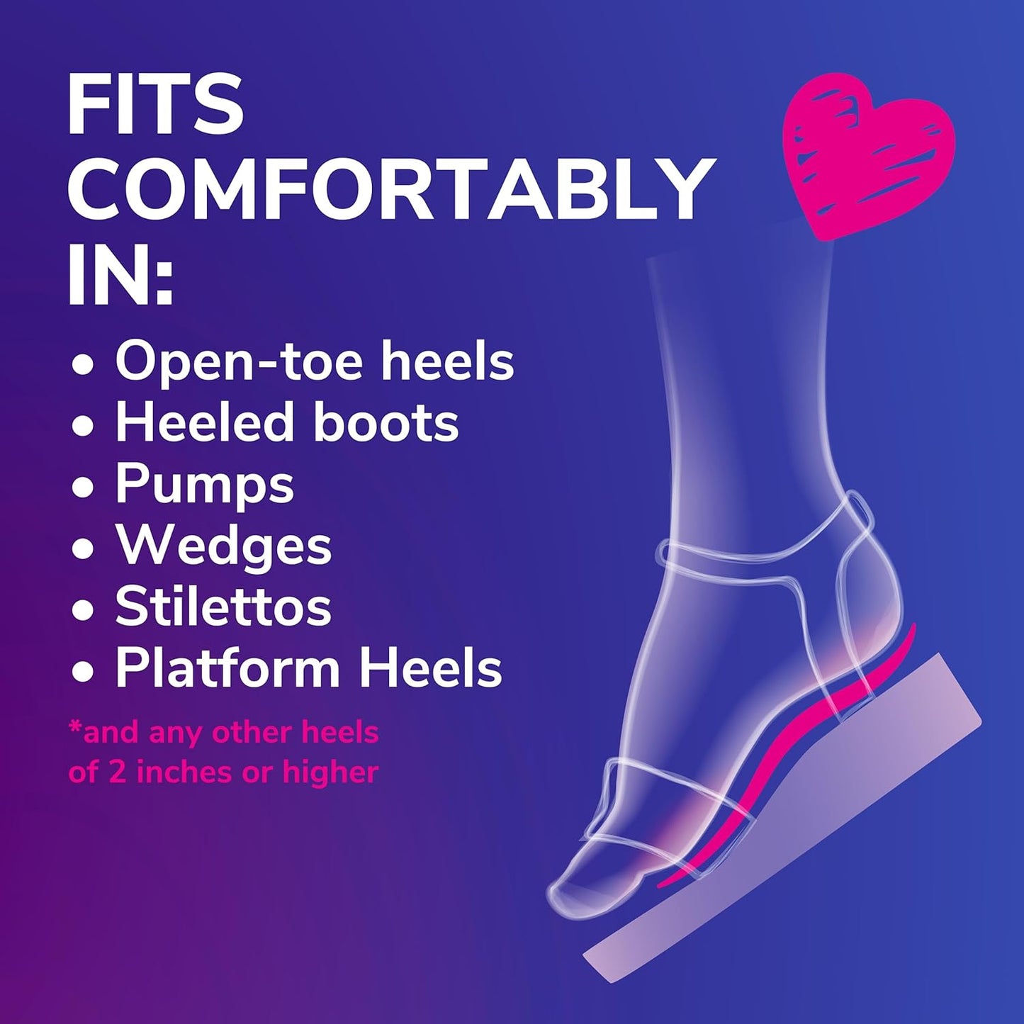 Dr. Scholl's Love Your Heels & Wedges 3/4 Length Insoles, All-Day Comfort for High Heeled Shoes, Relieve & Prevent Shoe Discomfort, Absorbs Shock, Arch Support, No-Show Discreet Insert, 1 Pair