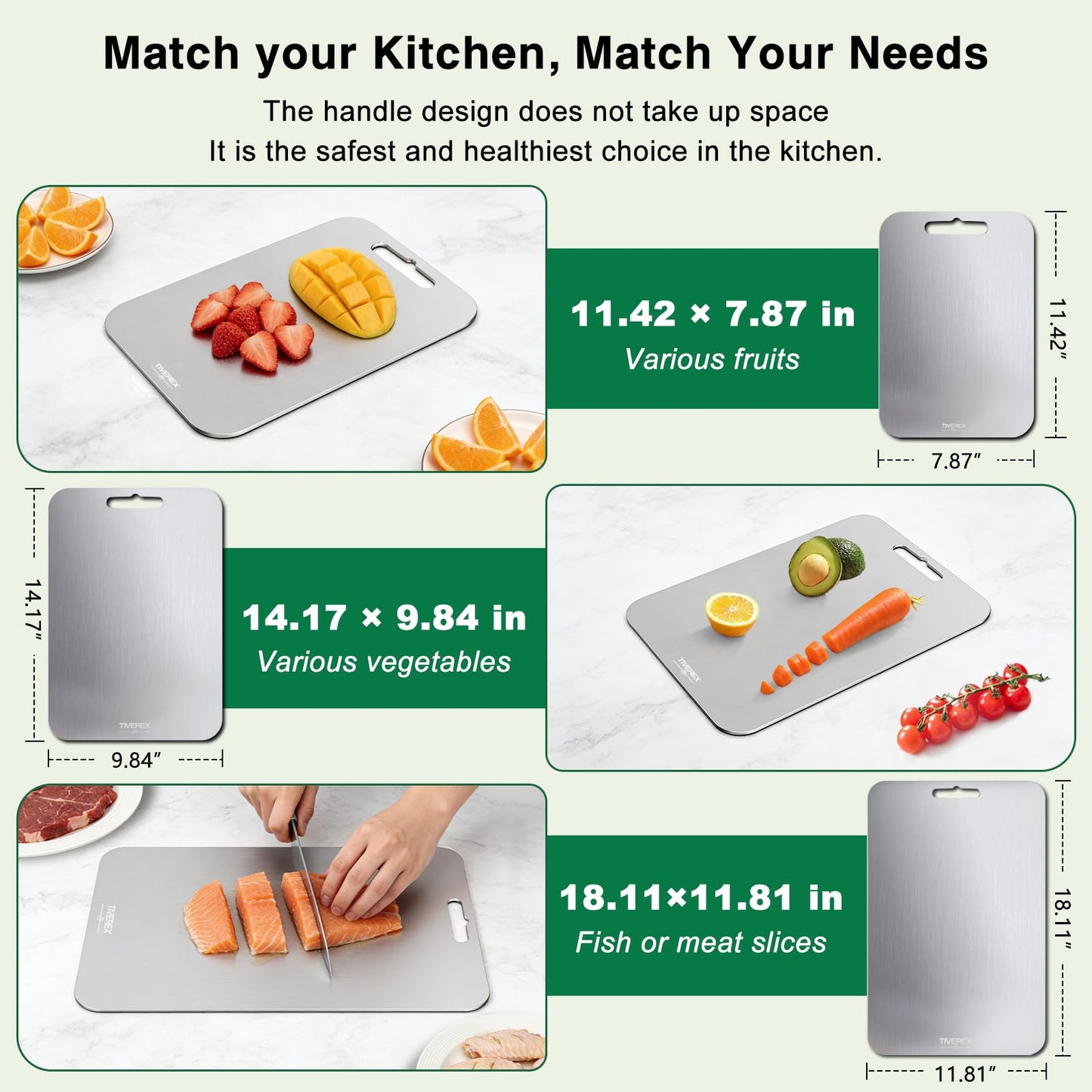 Titanium Cutting Board Set of 3, 100% Pure Titanium Cutting Boards for Kitchen, Easy to clean, Dishwasher, Double Sided Non Toxic Food-Grade Chopping Boards for Meats, Fruits and Vegetables BST202