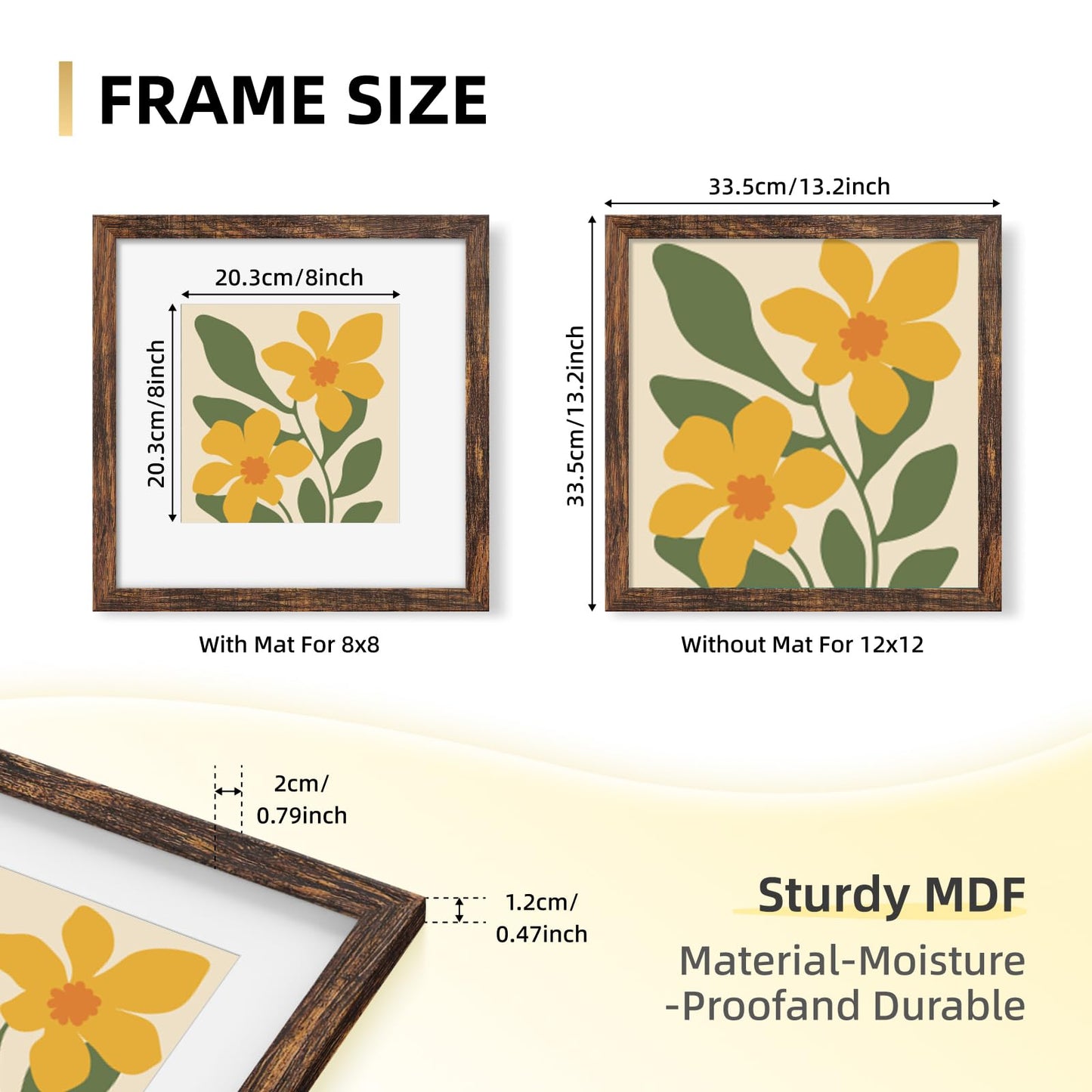 YESKAY 8x10 Picture Frame Set of 9, Display Pictures 5x7 with Mat or 8 x 10 Without Mat, Multi Photo Frames for Wall Mounting or Table Top Display, Blue BST326H