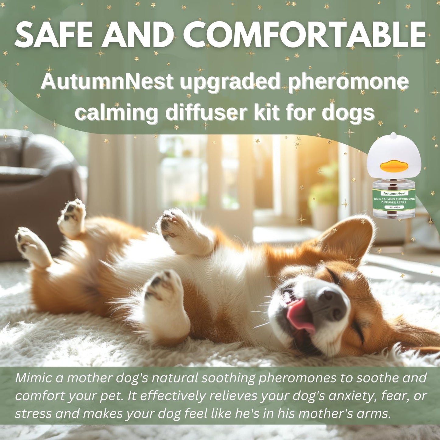 8-in-1 Dog Calming Pheromone Diffuser Kit – Pet Stress Support (2 Plug-Ins & 6x48ml Refills), Calming Diffuser for Dog During Thunderstorms, Travel, Separation, Fireworks & Vet Visits, 180-Day Supply WN420