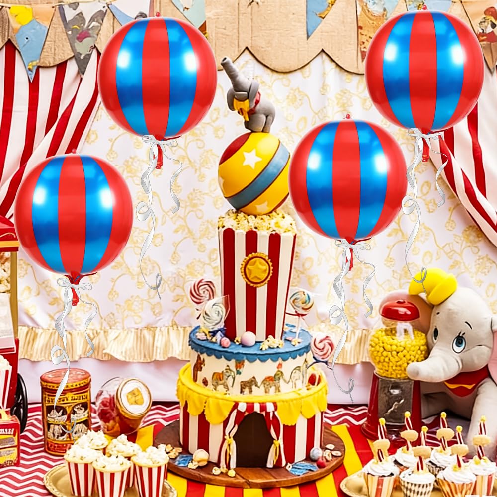 Carnival Theme Balloon 22inch Foil Red and White Balloons Circus Theme Party Decorations Carnival Candy Cane Balloons Striped Balloon Circus Decorations, 8pcs Decor for Birthday Party BST202