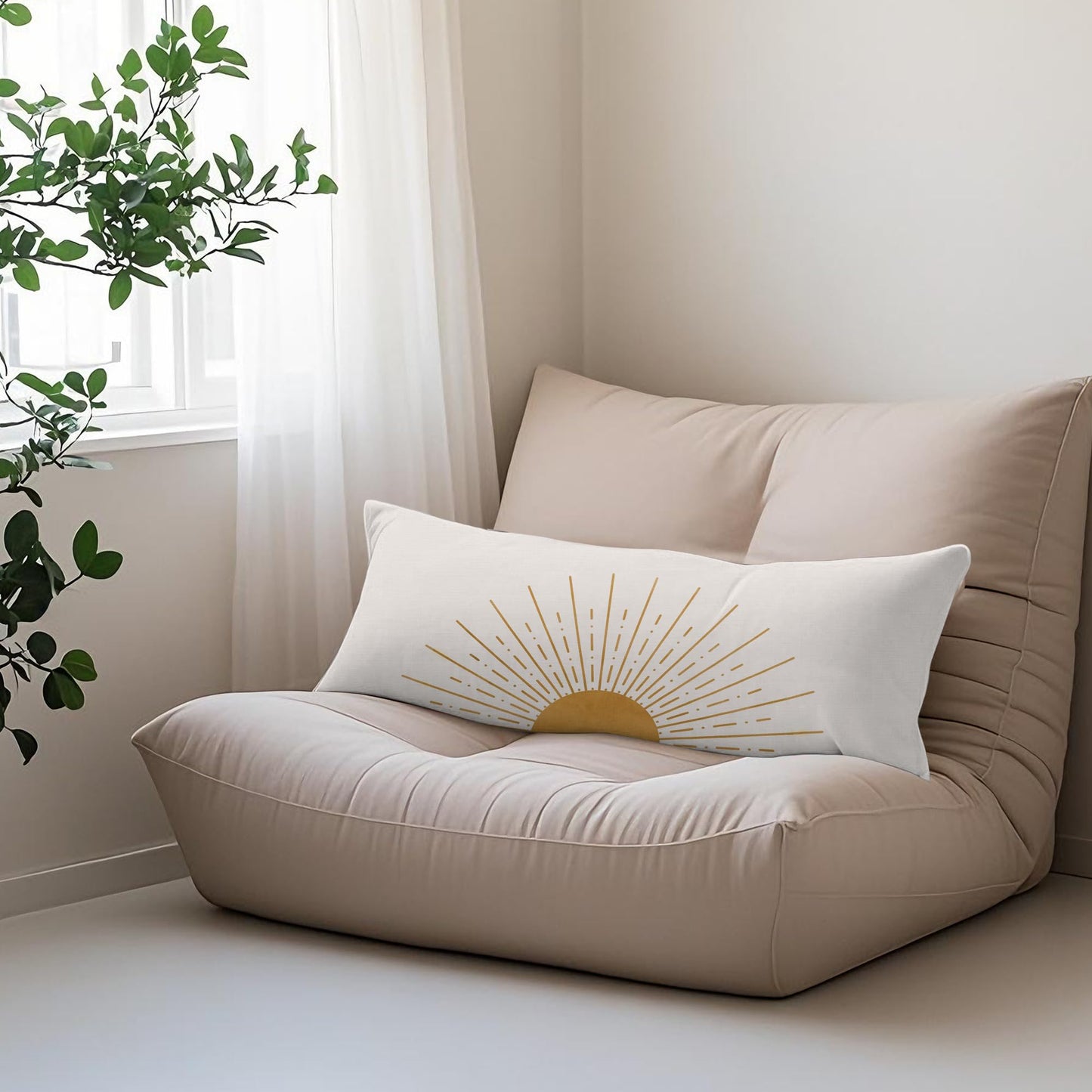Boho Sun Sunshine 21x54 Body Pillow Cover Case, Modern Neutral Boho Horizontal Sun Sunset Sunrise Decorative Long Hug Pillow Cases for Bed Couch BST220