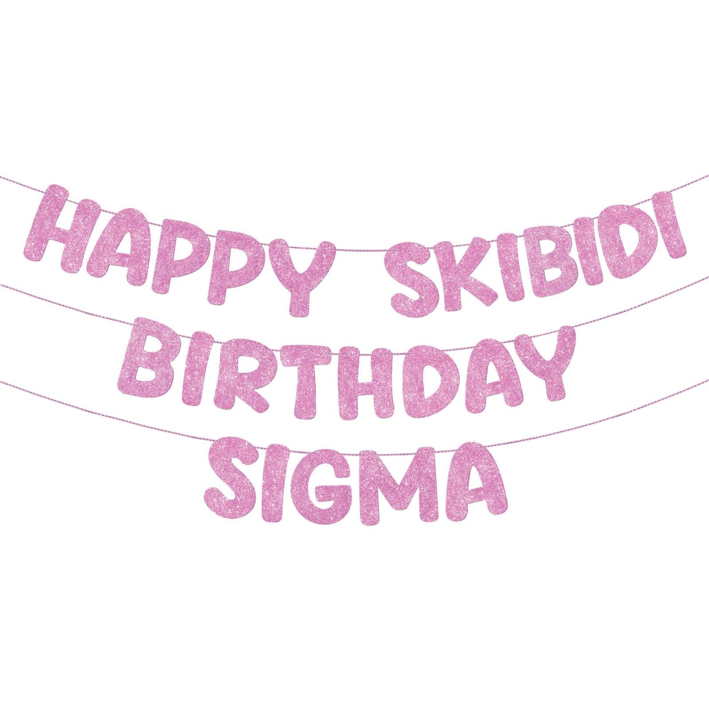 Fulmoon Pre Strung Happy Skibidi Birthday Sigma Banner Glitter Funny Zoomer Gen Z Slang Birthday Party Supplies Gen Z Slag Party Decorations Sign Gift(Champagne Gold) WN420
