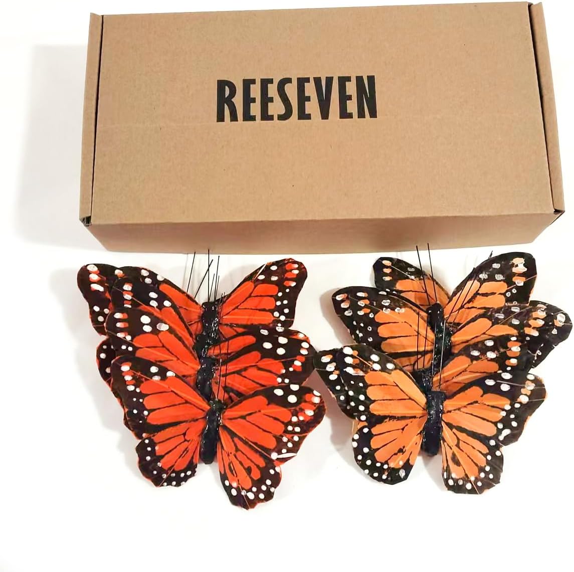 12pcs Monarch Butterflies Monarch Butterfly Decorations Kit with Clip for Dia de Los Muertos Decorations Halloween Decorative Butterflies Handmade Feather Butterfly Plastic - 4 inch KP05C BST220